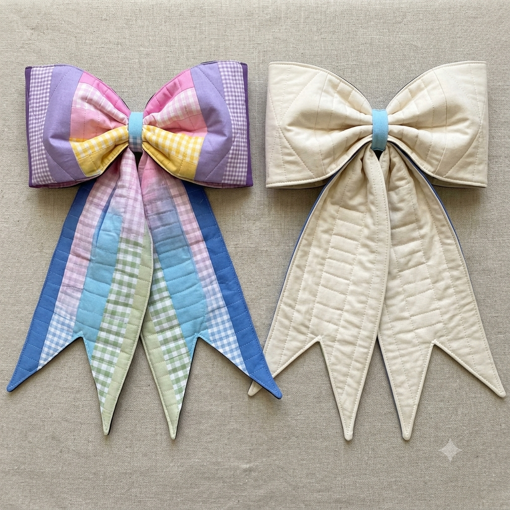 Giant Quilted Bow Sewing Pattern | Jelly Roll Bow Pattern | Reversible Door Bow | 3 Style Options | Instant Download