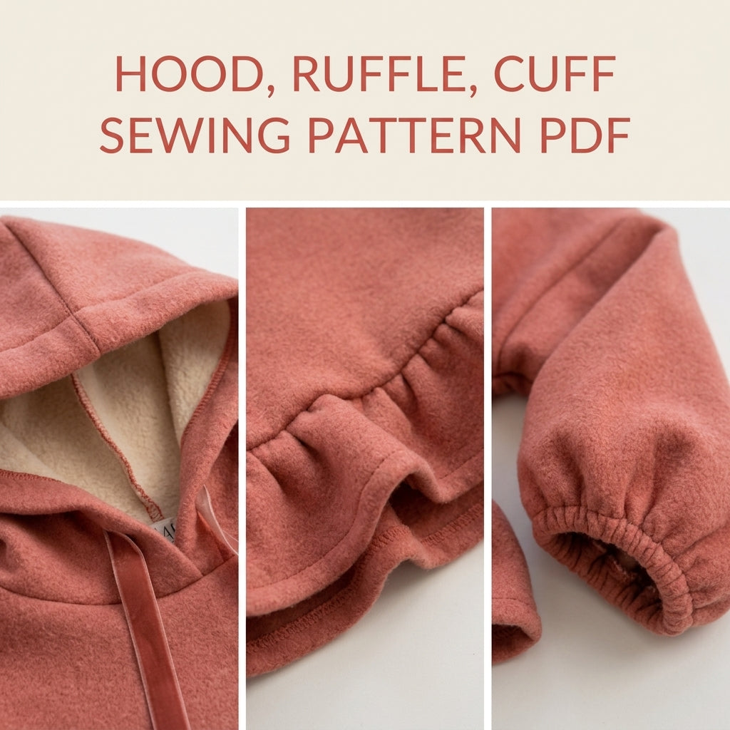 Girls Ruffle Hem Fleece Hoodie Sewing Pattern PDF – Sherpa Lined Ruffle Sweatshirt