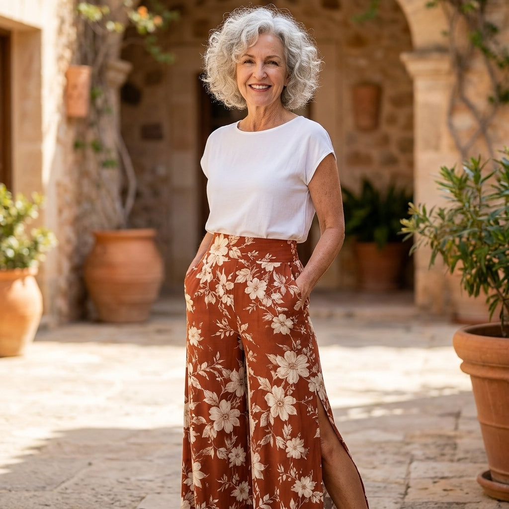 Wide Leg Pants Sewing Pattern PDF | High Waist Palazzo Trousers Pattern, Slit Linen Pants for Women, Beginner, Sizes XS-XXL, Instant Download