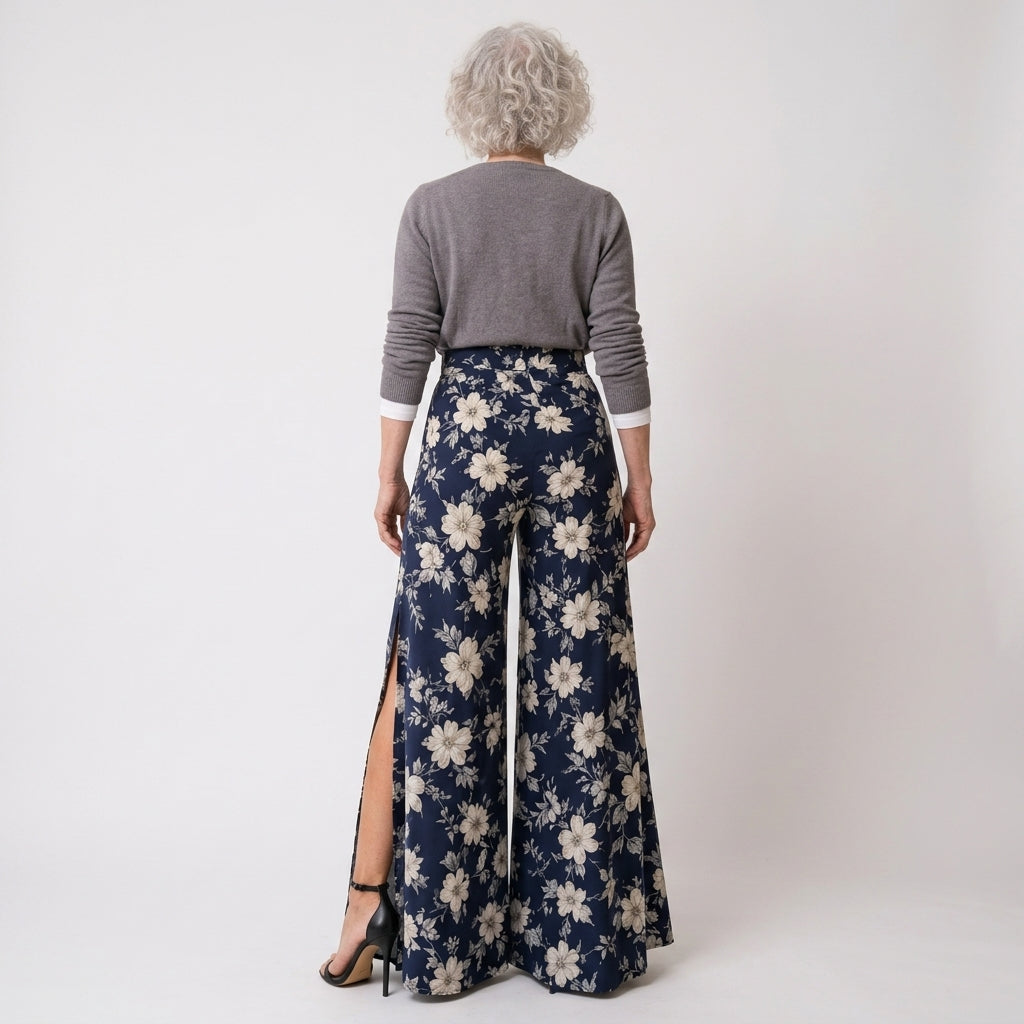 Wide Leg Pants Sewing Pattern PDF | High Waist Palazzo Trousers Pattern, Slit Linen Pants for Women, Beginner, Sizes XS-XXL, Instant Download