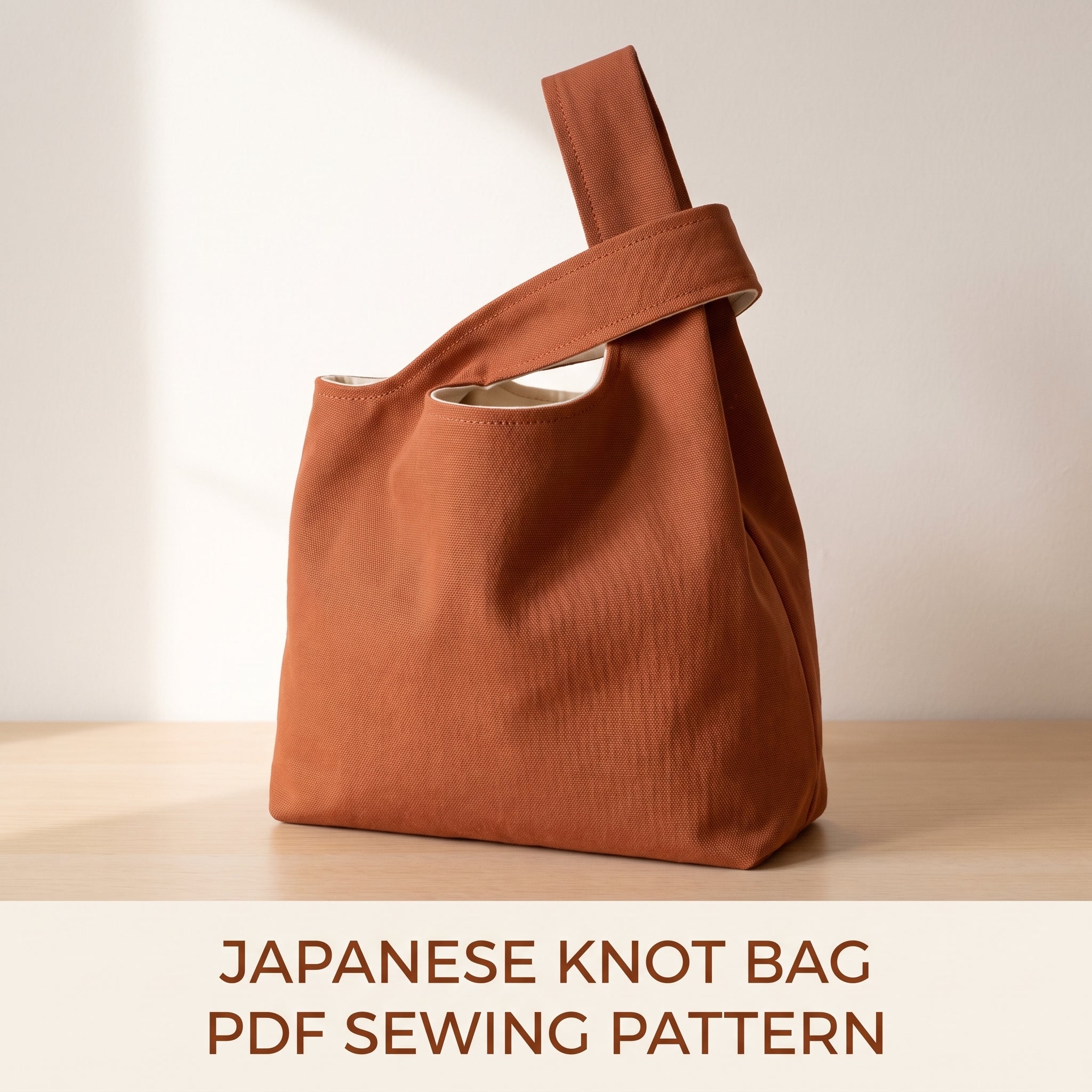 Japanese Knot Bag Sewing Pattern | Lined Wrist Bag, No Zip | Beginner Friendly | A0, A4 & US Letter PDF | Instant Download