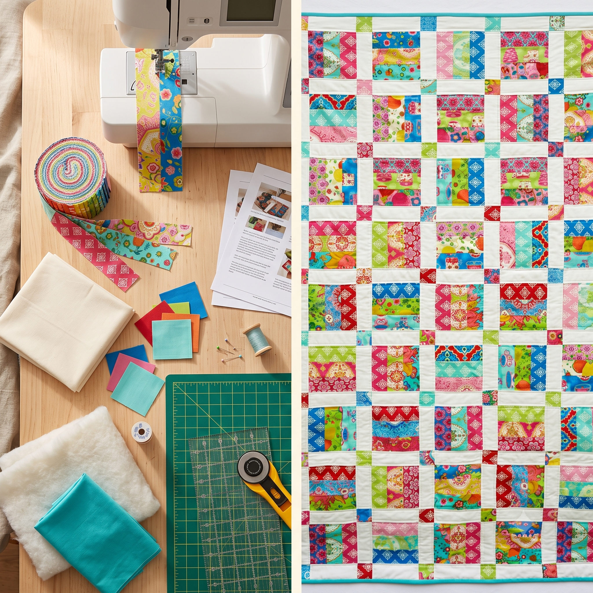 Jelly Roll Quilt Pattern PDF, Easy Strip Quilt Pattern, 6 Sizes Baby to King, Beginner Quilt Pattern Instant Download