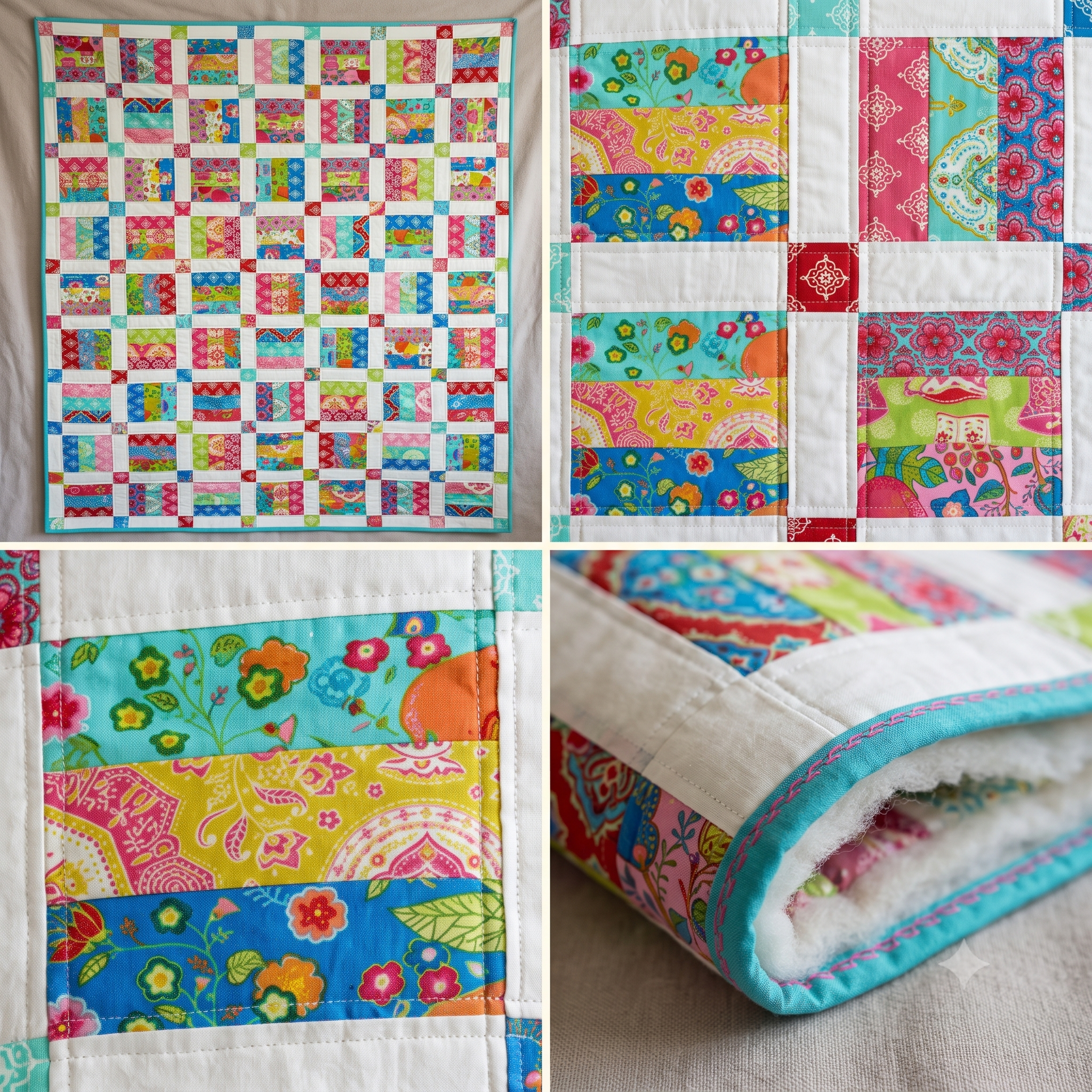 Jelly Roll Quilt Pattern PDF, Easy Strip Quilt Pattern, 6 Sizes Baby to King, Beginner Quilt Pattern Instant Download