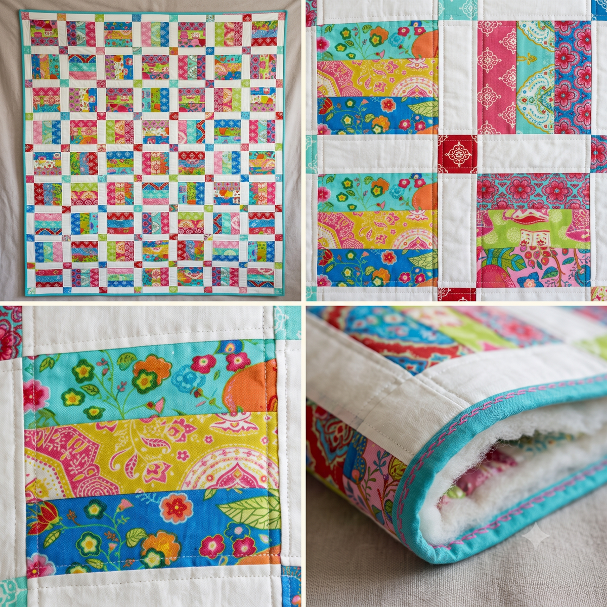 Jelly Roll Quilt Pattern PDF, Easy Strip Quilt Pattern, 6 Sizes Baby to King, Beginner Quilt Pattern Instant Download