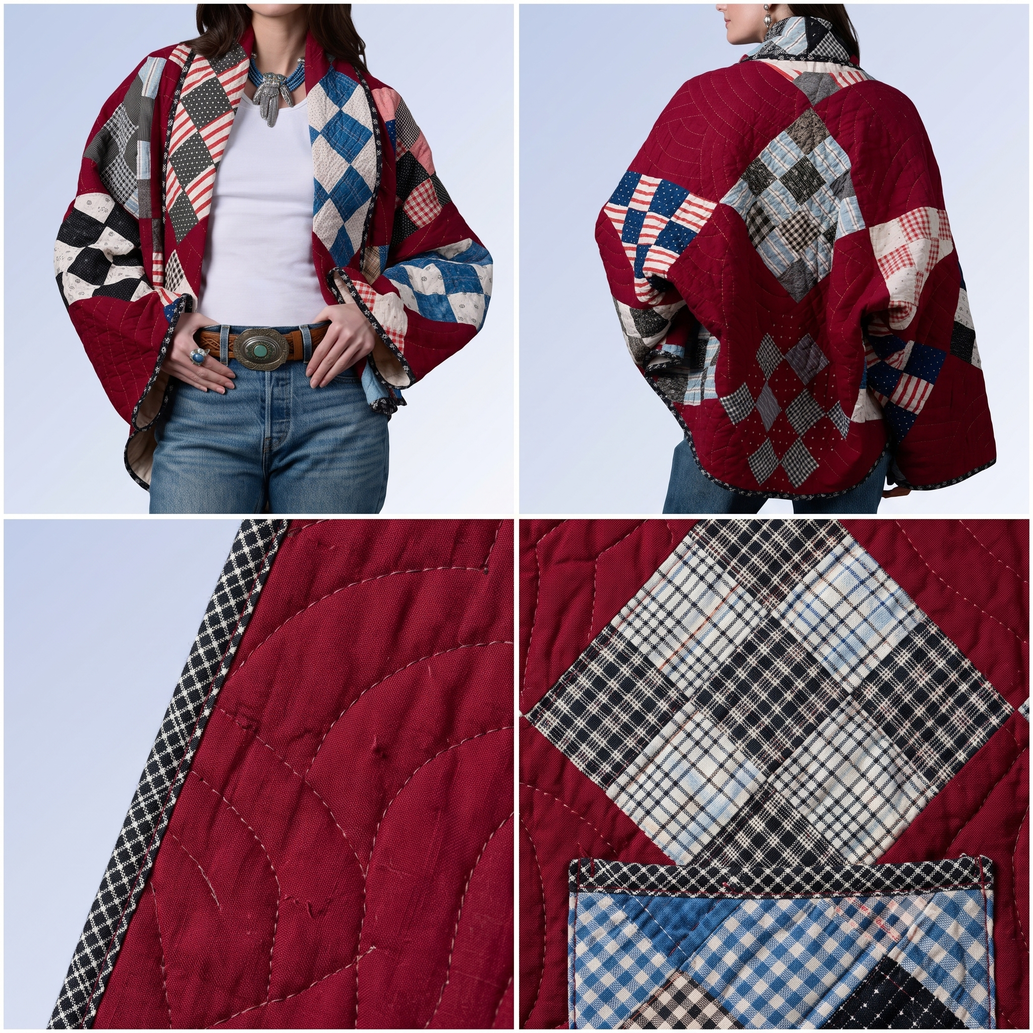 Patchwork Quilt Jacket Sewing Pattern PDF, Kimono Coat Pattern, Quilted Jacket, Digital Sewing Pattern, XS-XL