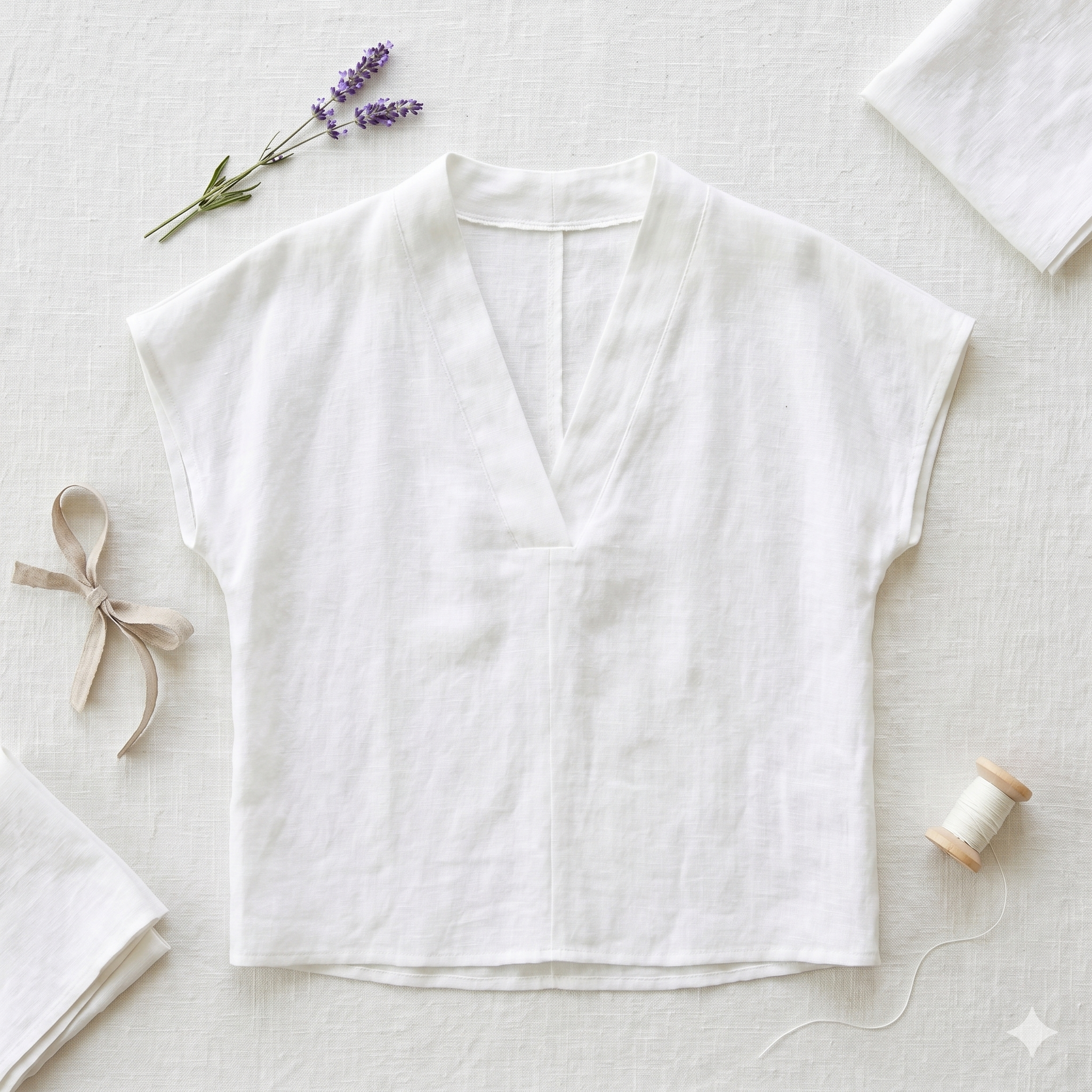 Linen Blouse Sewing Pattern PDF, V Neck Top Pattern, Loose Fit Summer Shirt, Minimalist Linen Top Pattern Sizes 0โ22