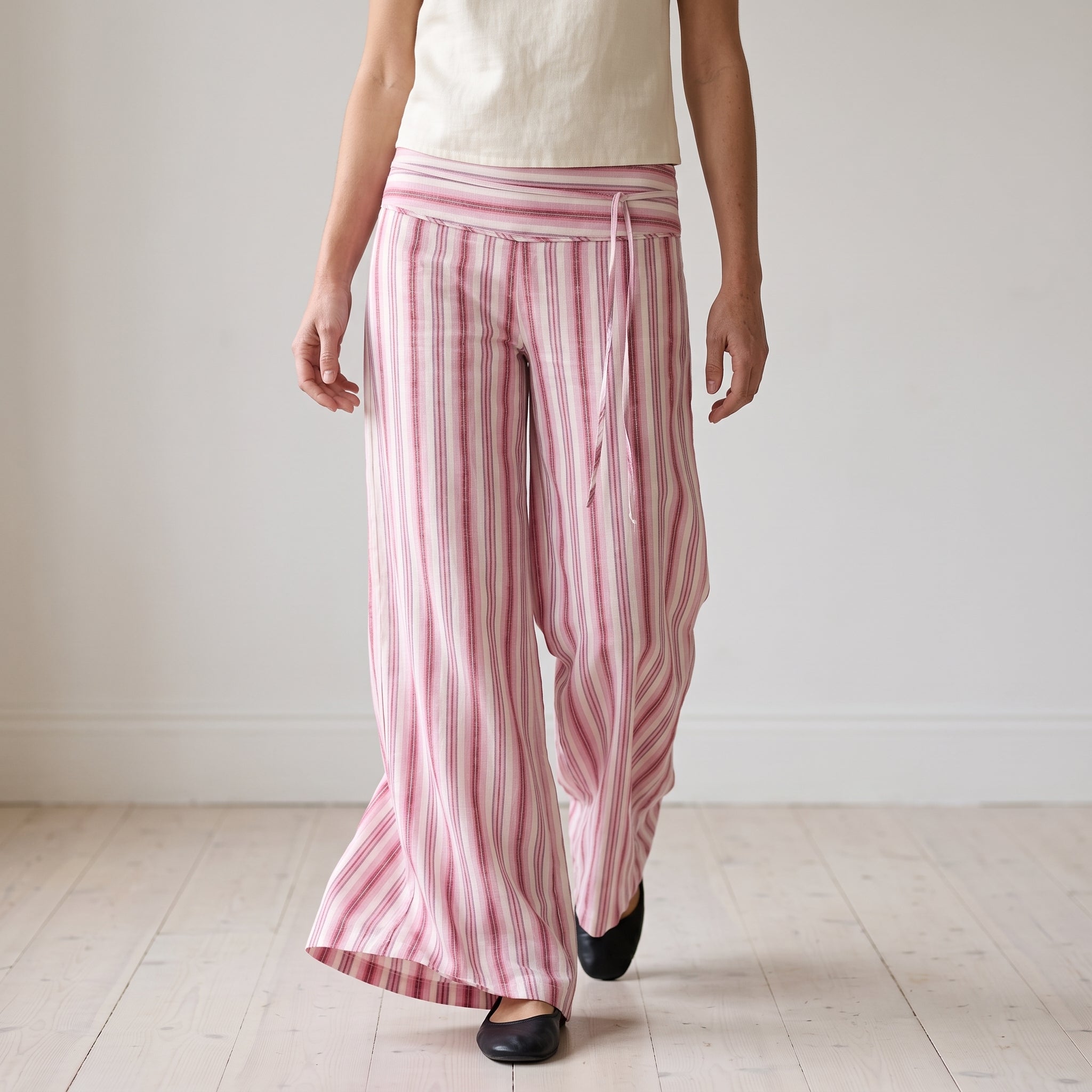 Wide Leg Trousers Sewing Pattern | Low Waist Palazzo Pants with Tie Detail | Sizes XS-XXXL | A0, A4 & US Letter PDF Download
