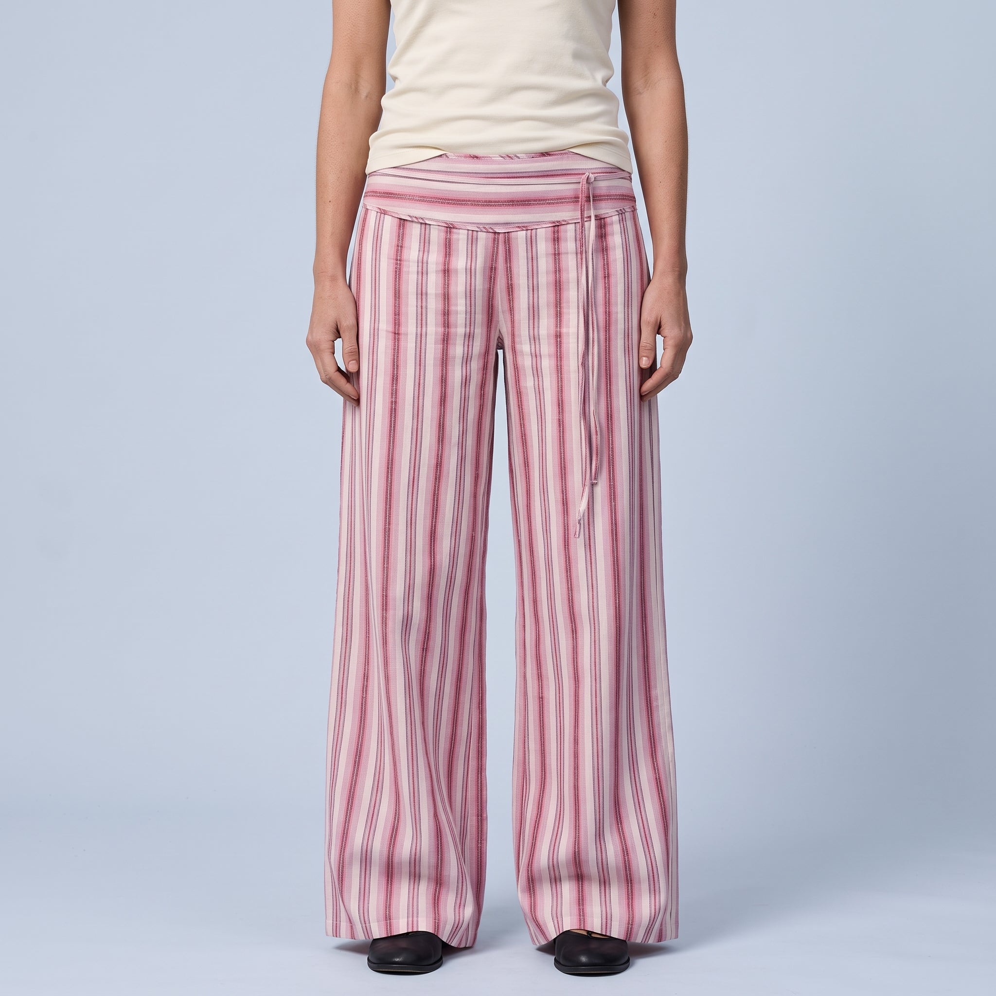 Wide Leg Trousers Sewing Pattern | Low Waist Palazzo Pants with Tie Detail | Sizes XS-XXXL | A0, A4 & US Letter PDF Download