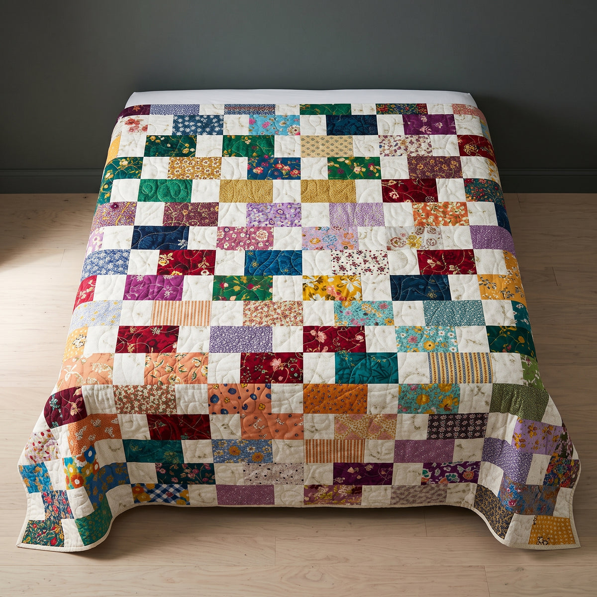 Modern Patchwork Quilt Pattern PDF | Queen Bed Quilt | Fat Quarter