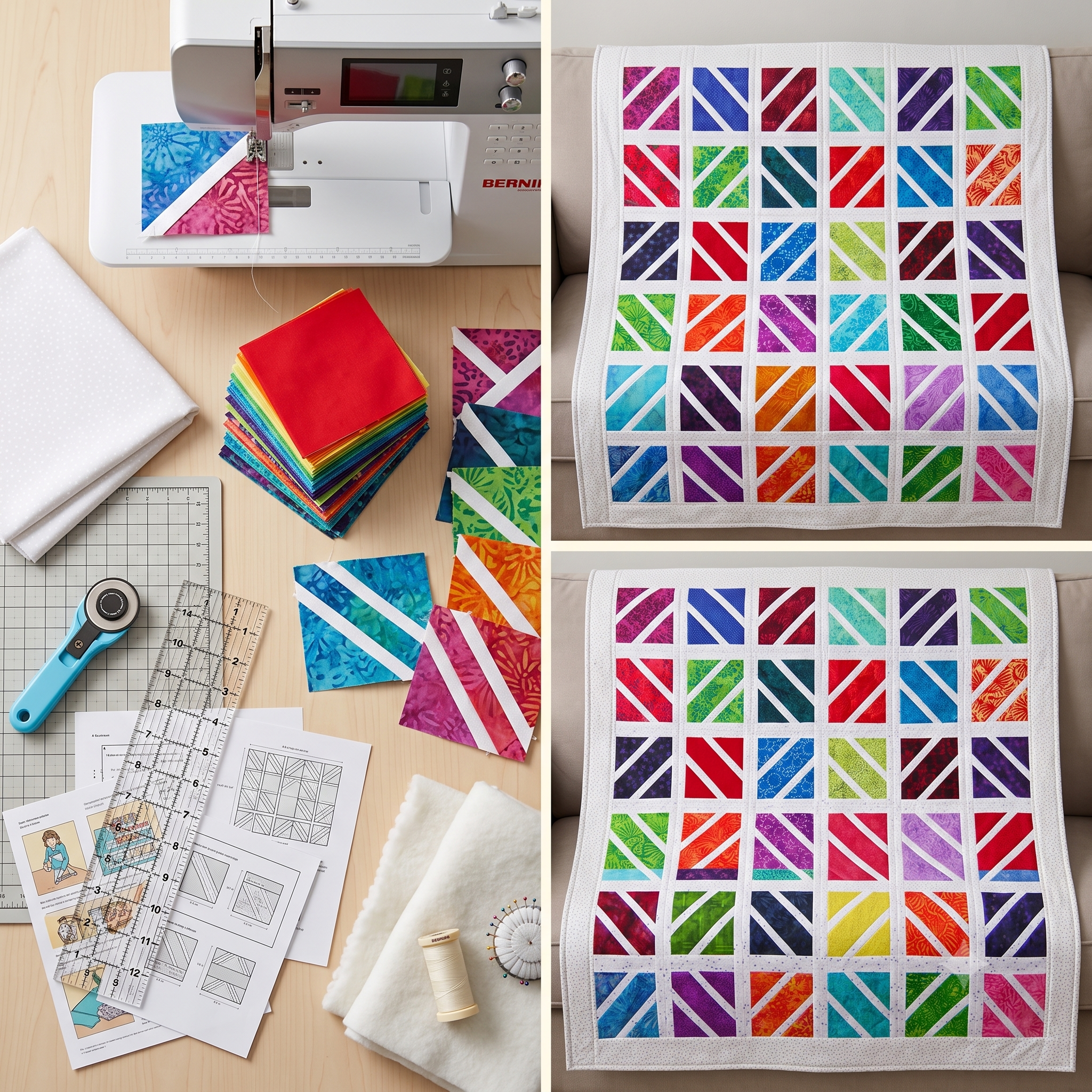 Quilt Pattern PDF, Modern Precut Quilt Pattern, Charm Pack Layer Cake Quilt, Baby and Lap Quilt Instant Download