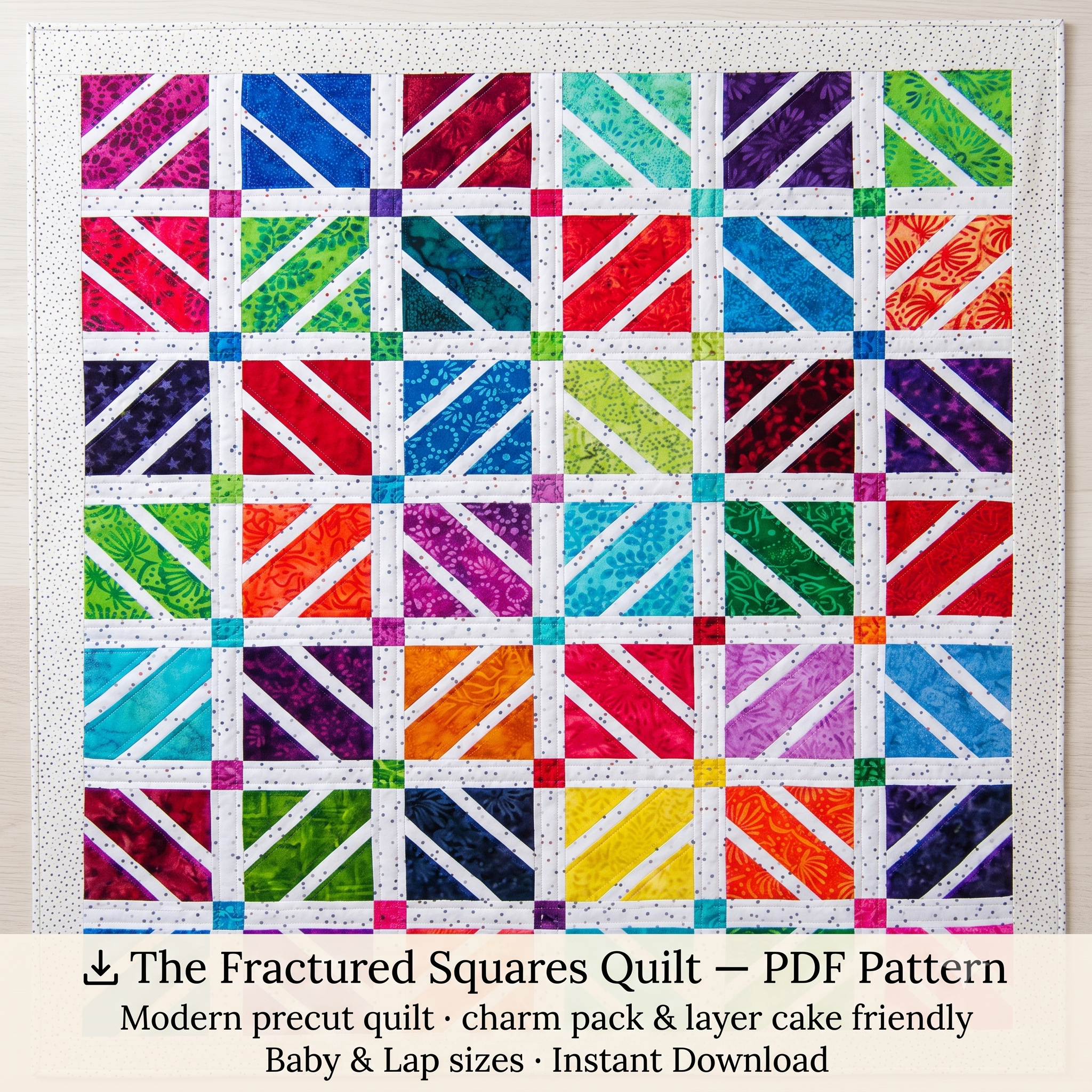 Quilt Pattern PDF, Modern Precut Quilt Pattern, Charm Pack Layer Cake Quilt, Baby and Lap Quilt Instant Download