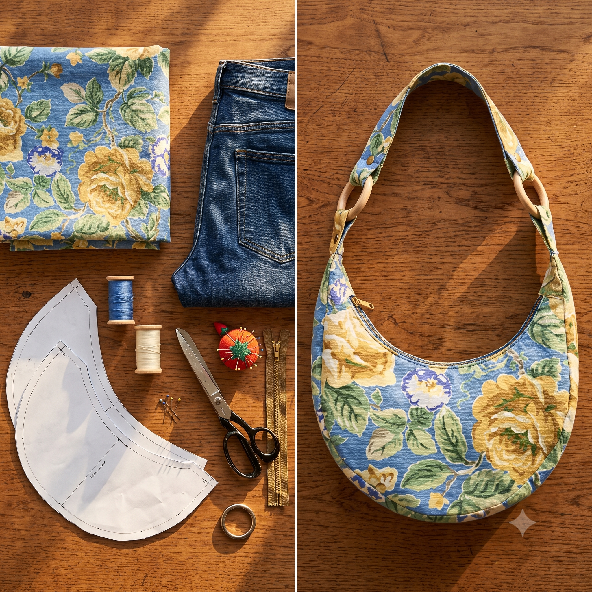 NOÉMIE Half Moon Bag Sewing Pattern PDF, Crescent Shoulder Bag, Two Sizes, Three Strap Options, Upcycling Bag, Beginner Friendly, Instant Download
