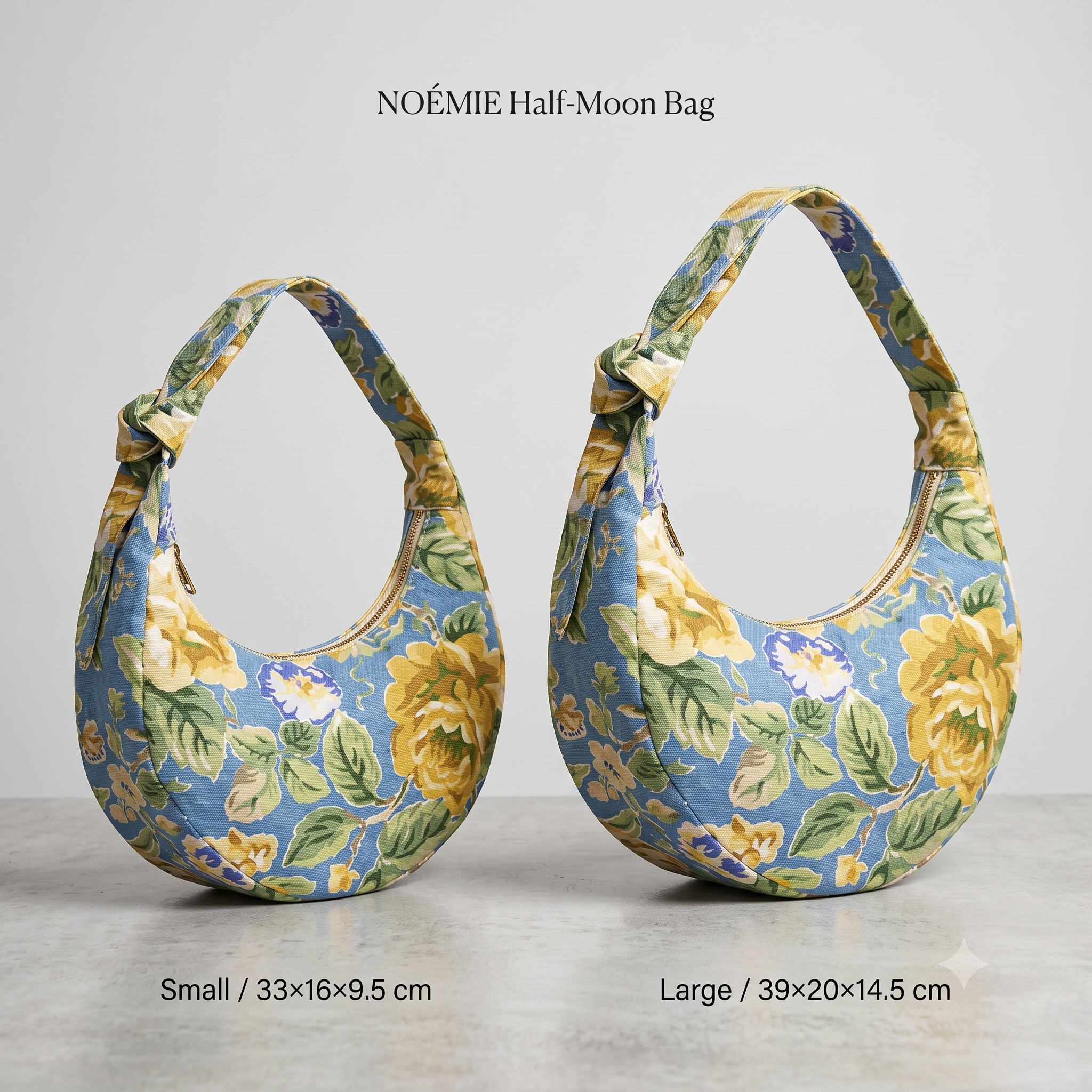 NOÉMIE Half Moon Bag Sewing Pattern PDF, Crescent Shoulder Bag, Two Sizes, Three Strap Options, Upcycling Bag, Beginner Friendly, Instant Download