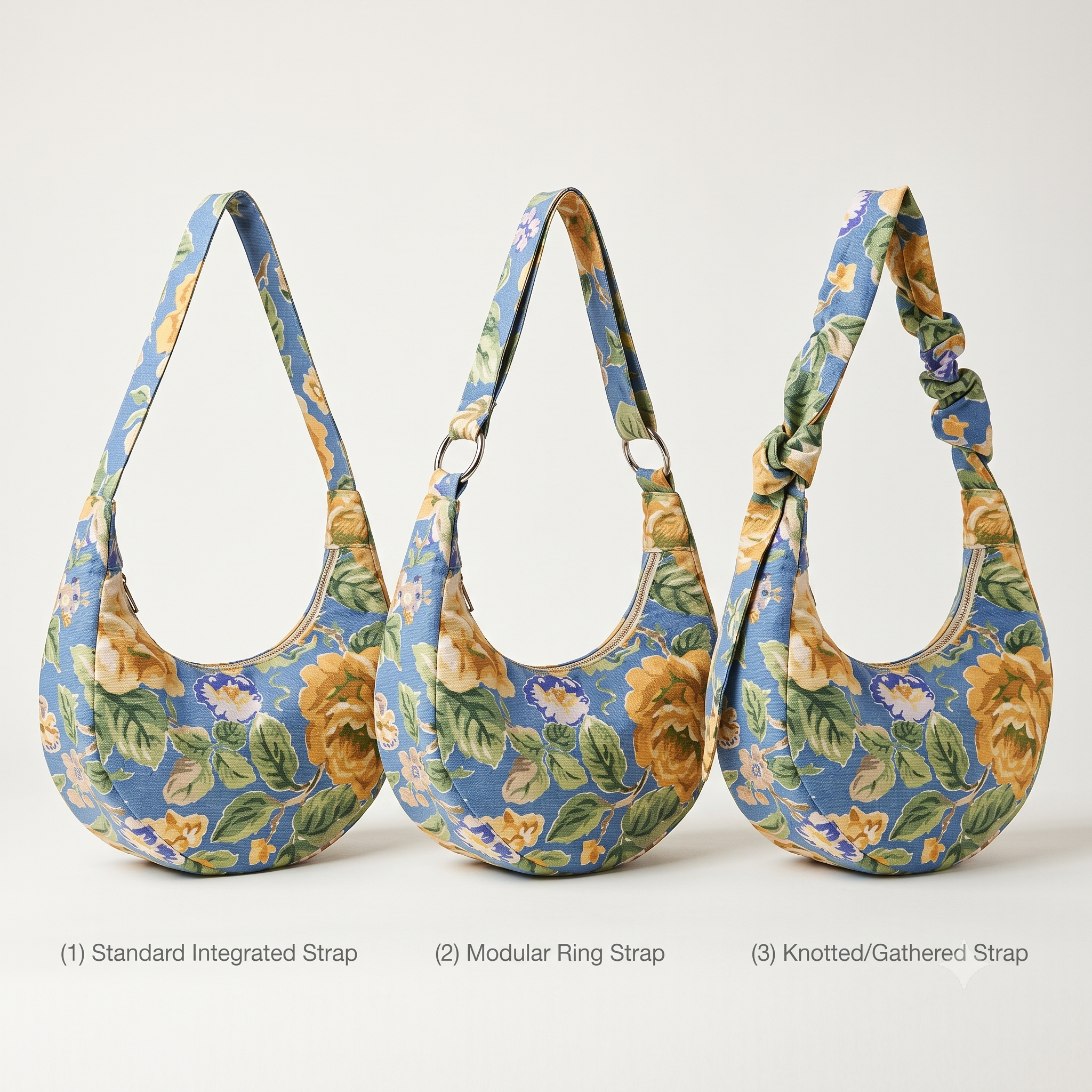 NOÉMIE Half Moon Bag Sewing Pattern PDF, Crescent Shoulder Bag, Two Sizes, Three Strap Options, Upcycling Bag, Beginner Friendly, Instant Download