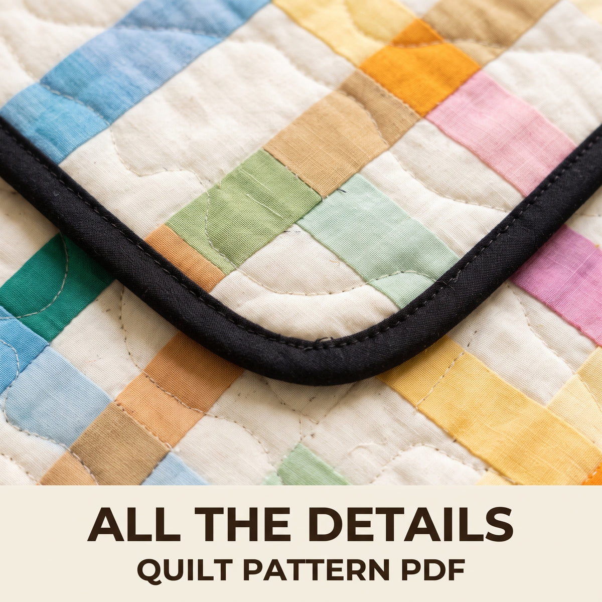 Pastel Plaid Quilt Pattern PDF, Modern Watercolor Check Quilt with Strips on Ivory, Baby Throw and Twin