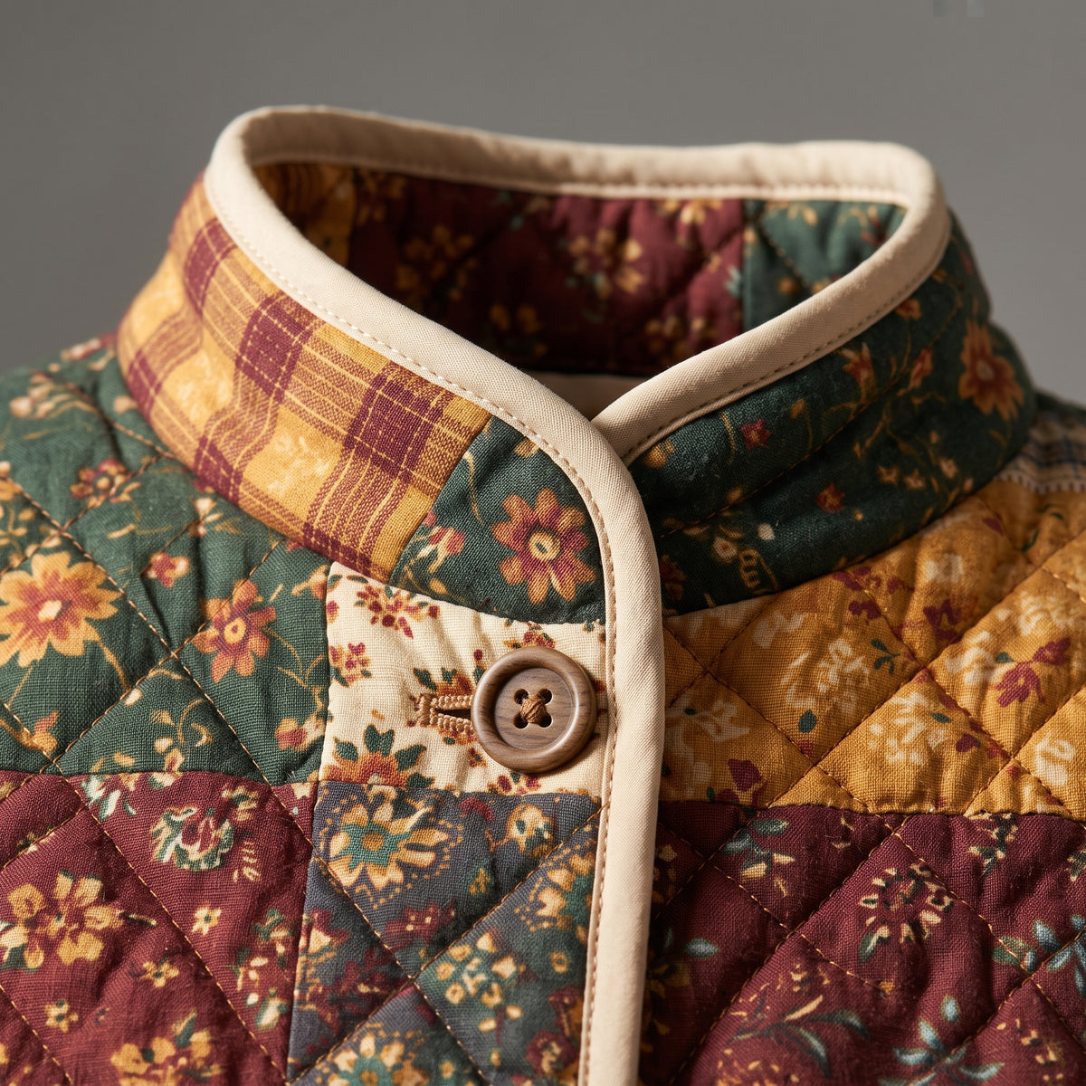 Quilted Patchwork Jacket Sewing Pattern PDF | Lined Stand Collar Jacket with Bound Edges | Sizes XS-XL | A4, Letter & A0