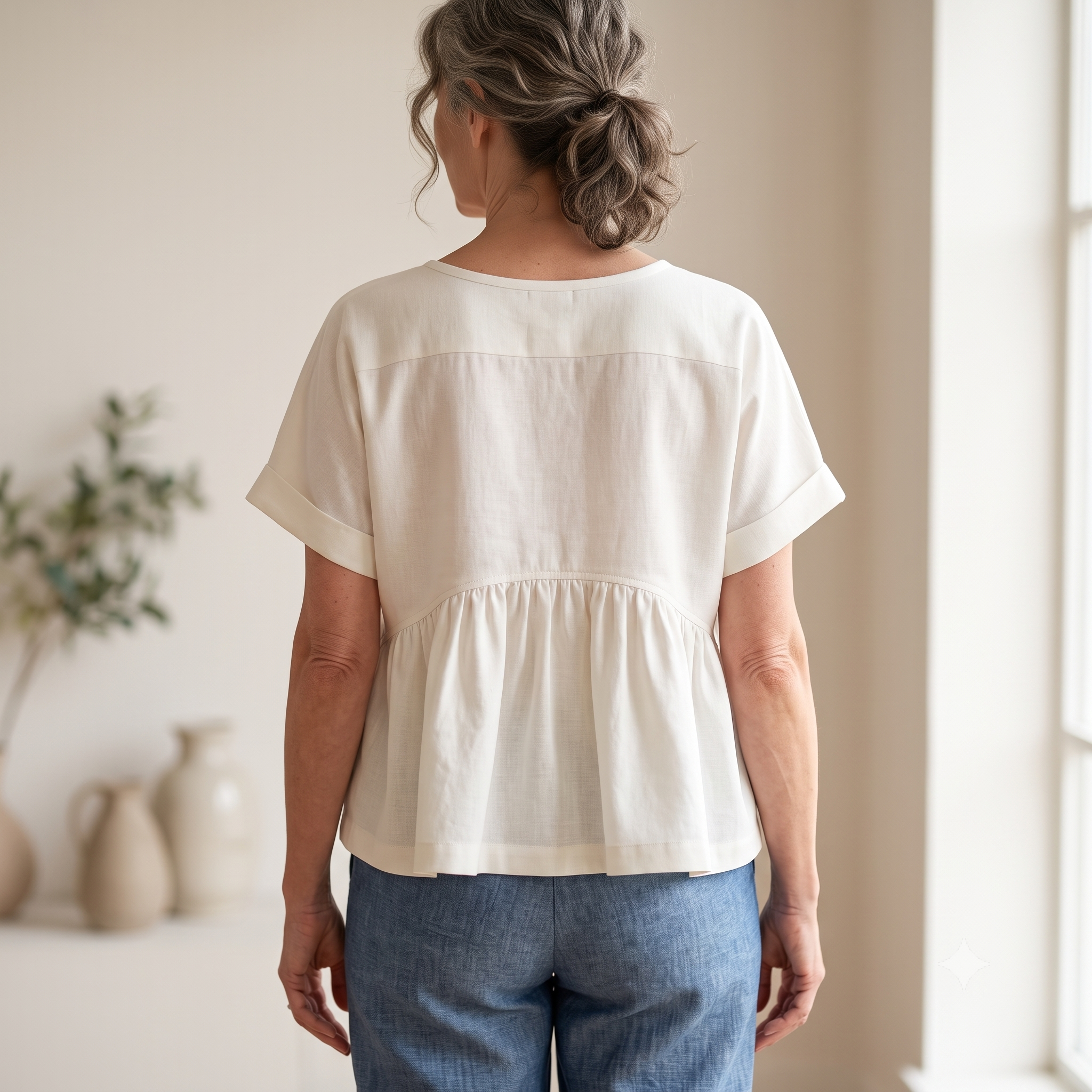 Peplum Top PDF Sewing Pattern, Cropped Swing Top Pattern, Beginner Top Sewing Pattern, Oversized Peplum Blouse Instant Download