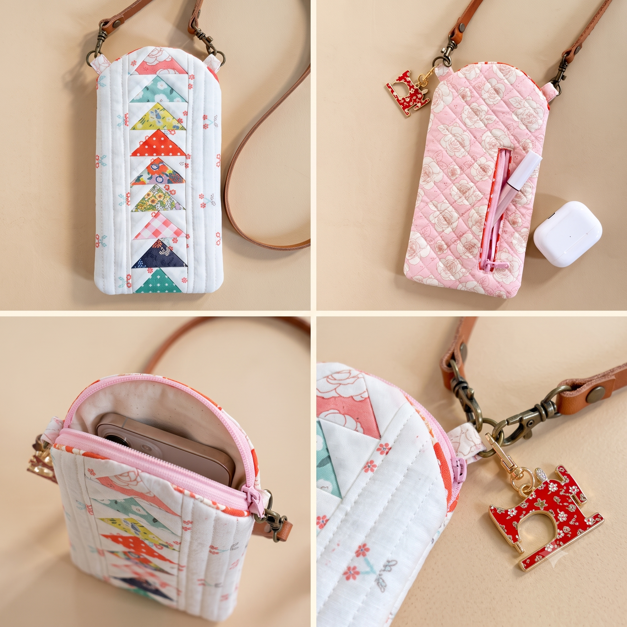 Phone Bag PDF Sewing Pattern, Quilted Crossbody Phone Pouch Pattern, Slim Phone Purse Pattern, Instant Download