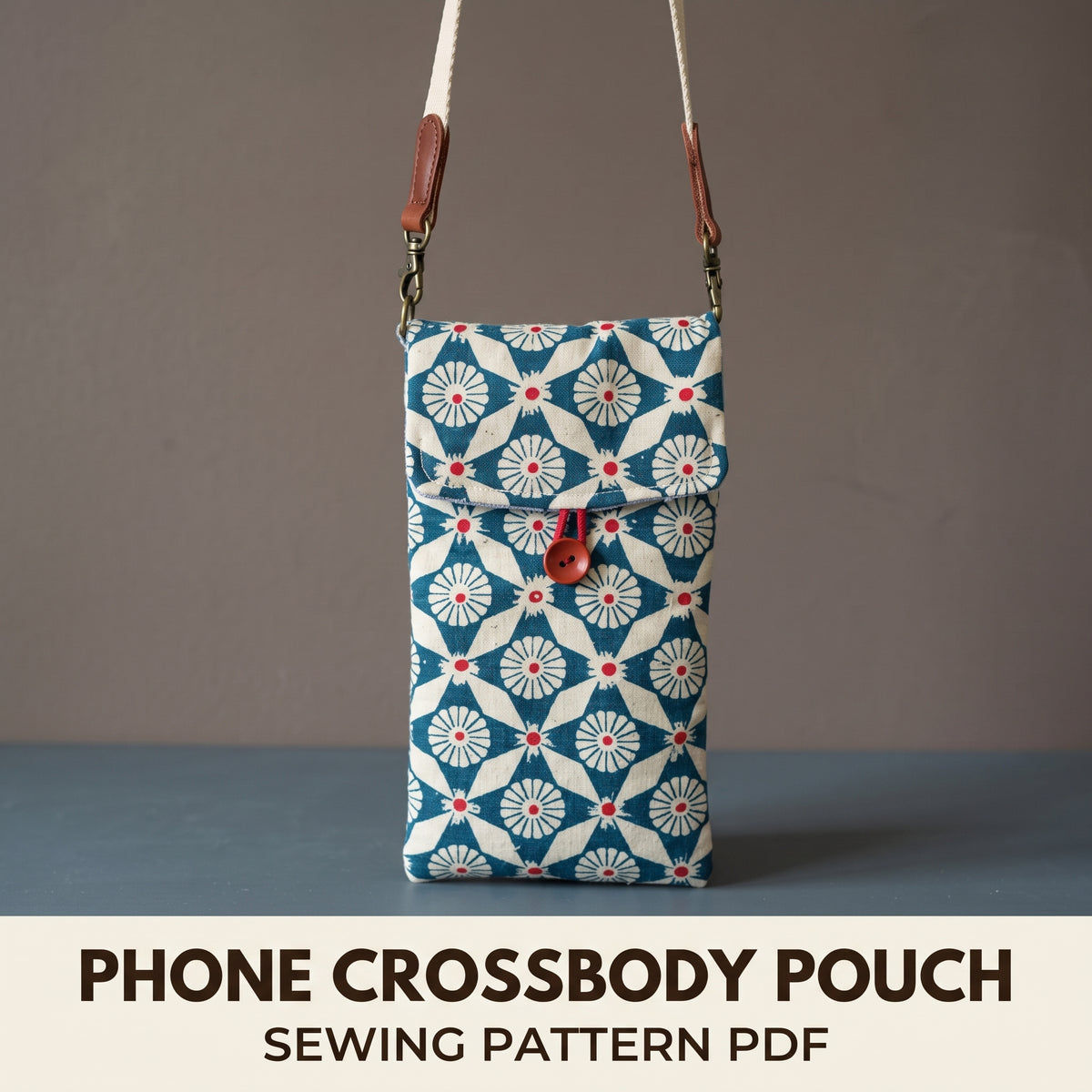 Phone Crossbody Bag Sewing Pattern PDF, Small Pouch with Flap, Detachable Adjustable Strap and Card Pocket