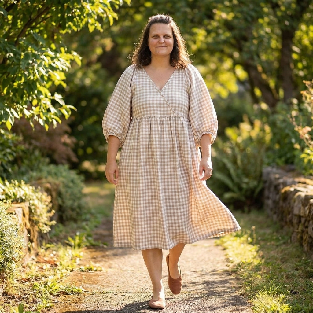 🤍 Gingham Wrap Dress Sewing Pattern