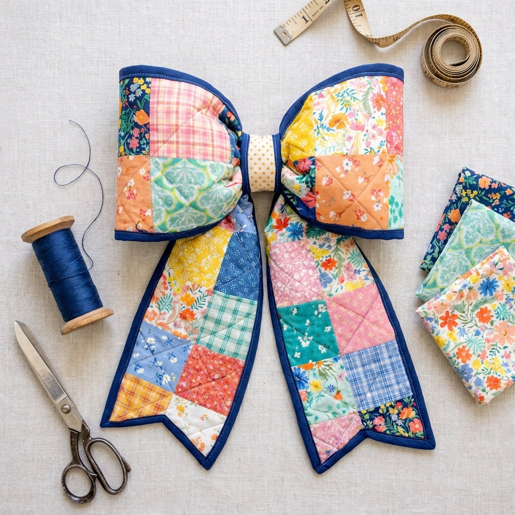 🎀 Patchwork Quilted Bow Sewing Pattern
