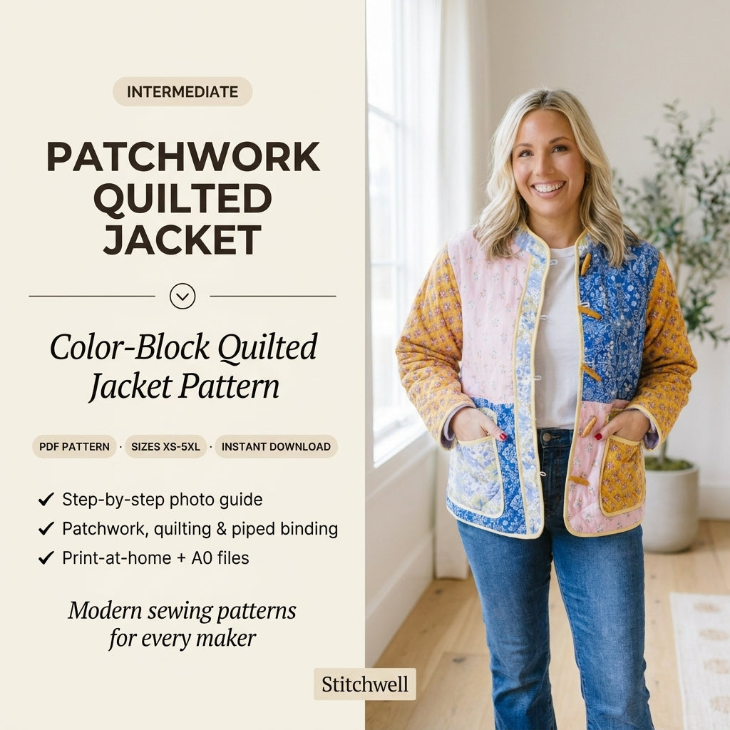 🌸 Patchwork Quilted Jacket Sewing Pattern Pdf