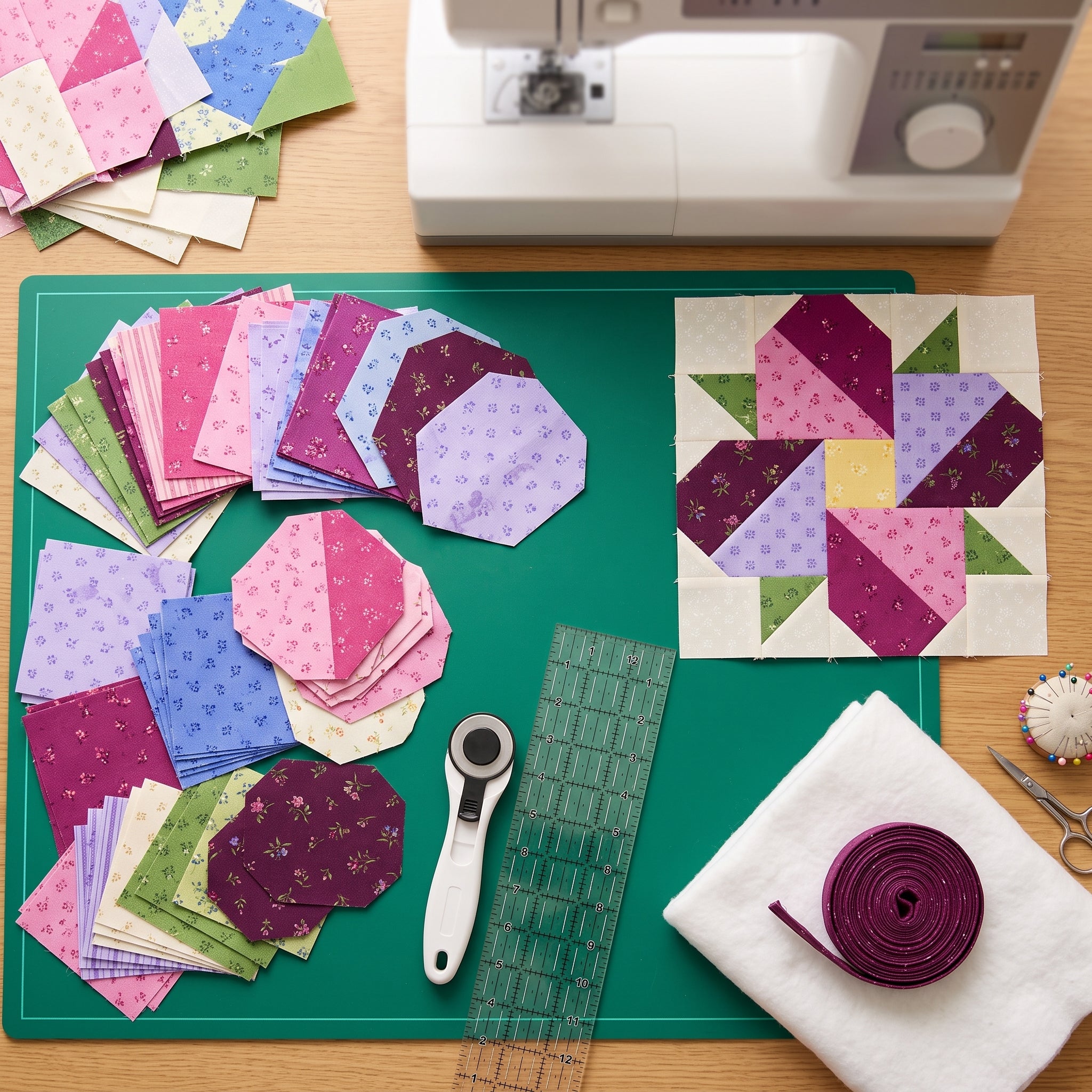 Flower Quilt Pattern PDF | Pieced Floral Quilt in Two Sizes, Baby & Lap | Fat Quarter Friendly | Instant Download Quilt Pattern