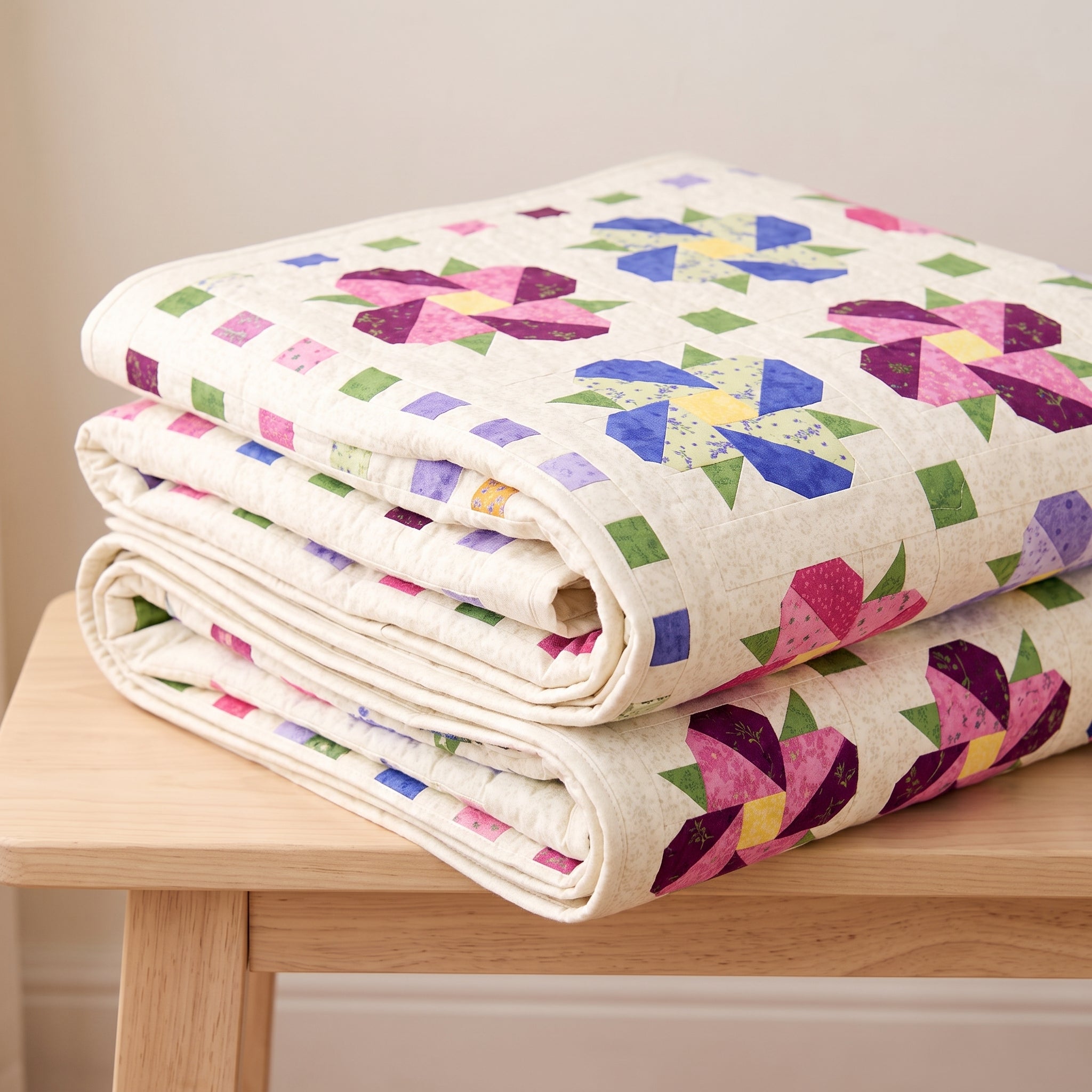 Flower Quilt Pattern PDF | Pieced Floral Quilt in Two Sizes, Baby & Lap | Fat Quarter Friendly | Instant Download Quilt Pattern