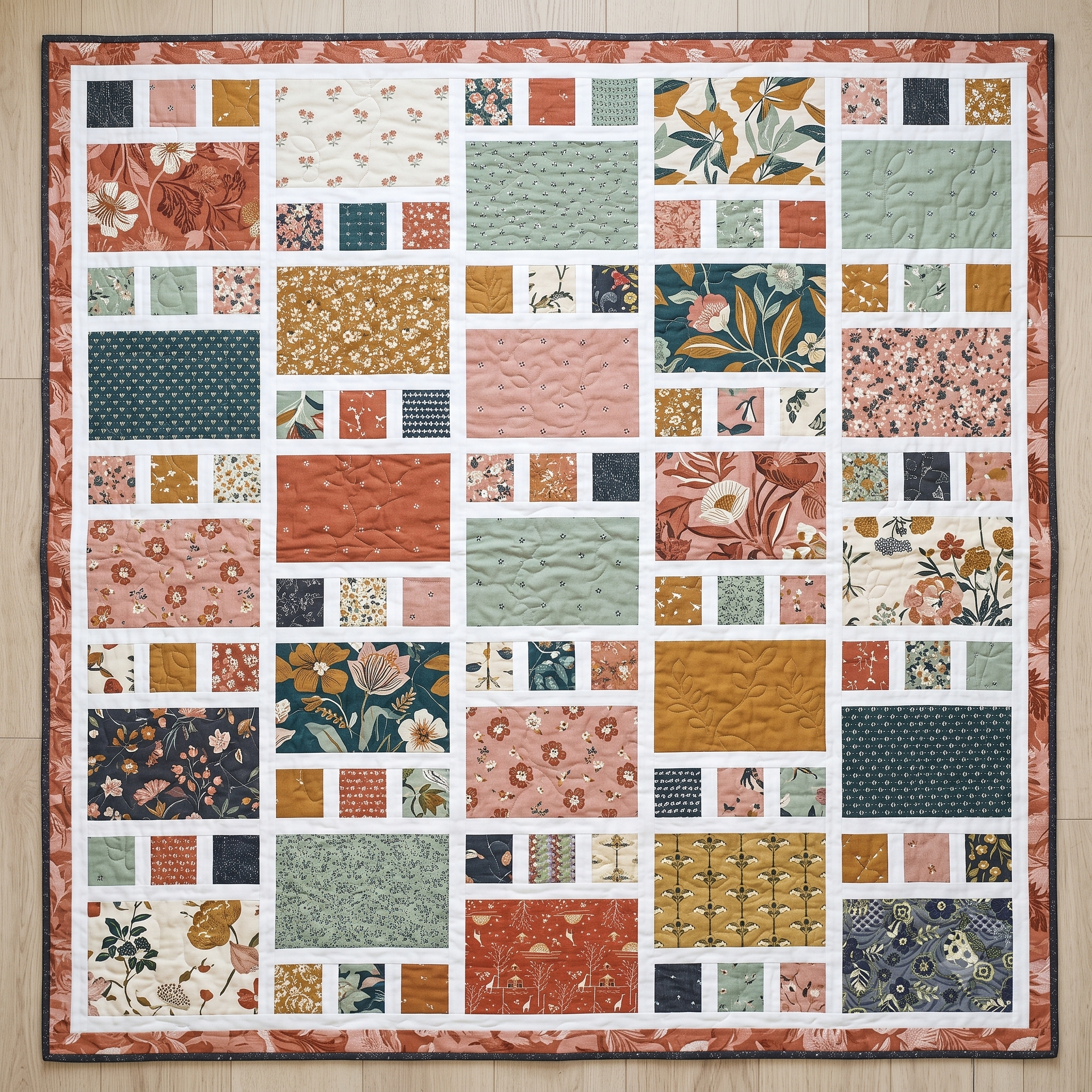 Quilt Pattern PDF | Fat Quarter Friendly Framed Squares Quilt | Crib and Throw Sizes | Easy Modern Quilt | Instant Download