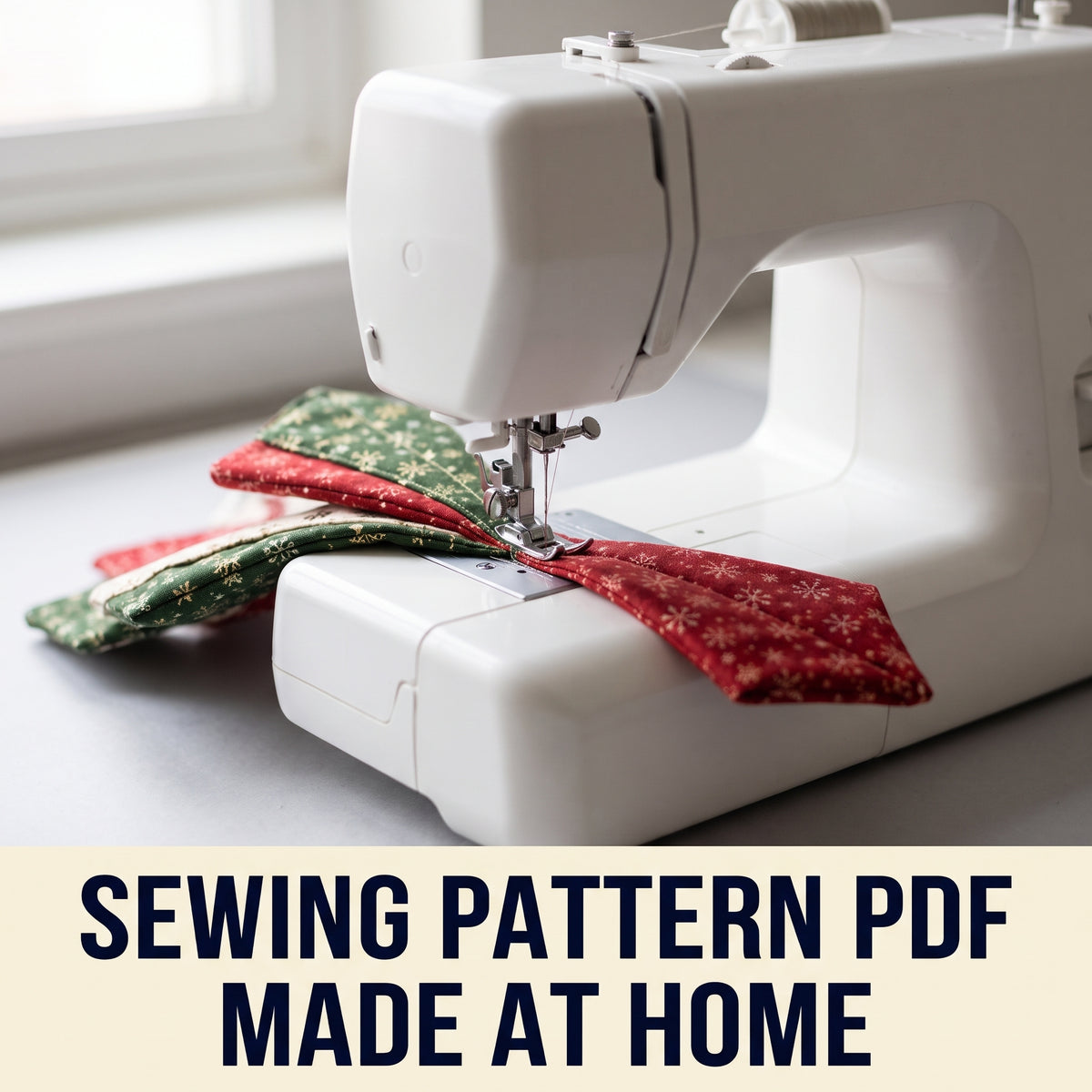 Quilted Christmas Wreath Sewing Pattern PDF โ Folded Fabric Petals with Mini Patchwork Tree, 20 inch Door Hanger
