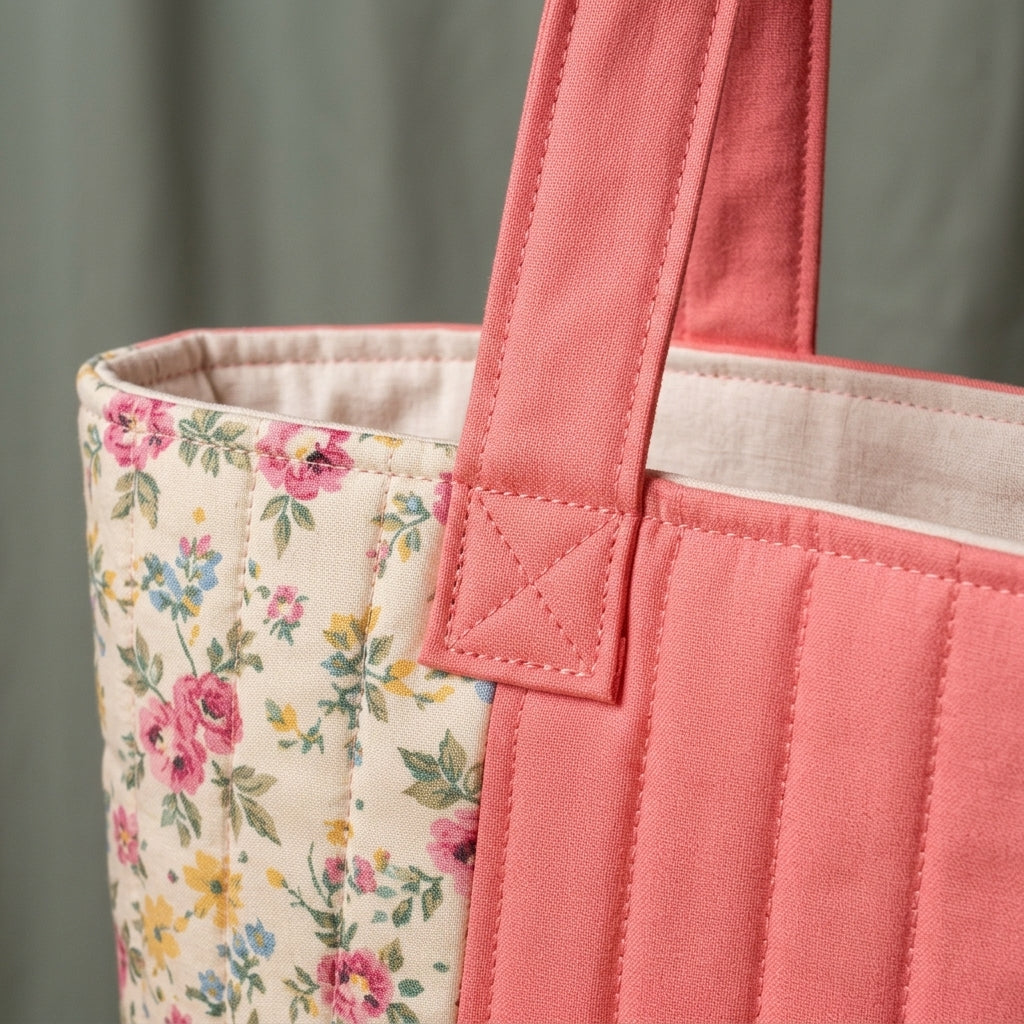 Quilted Tote Bag PDF Sewing Pattern, Curved Panel Shopper, A4 A0 Letter
