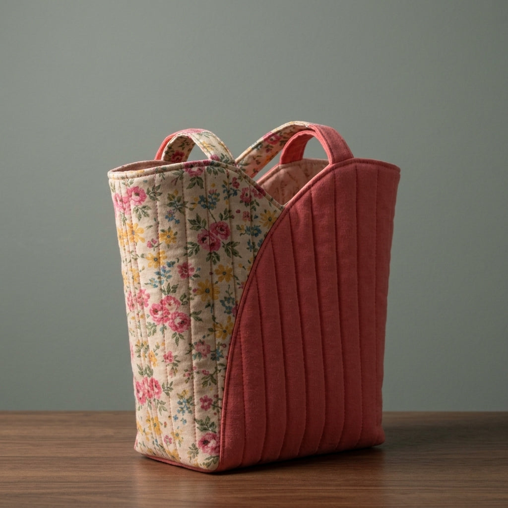 Quilted Tote Bag PDF Sewing Pattern, Curved Panel Shopper, A4 A0 Letter