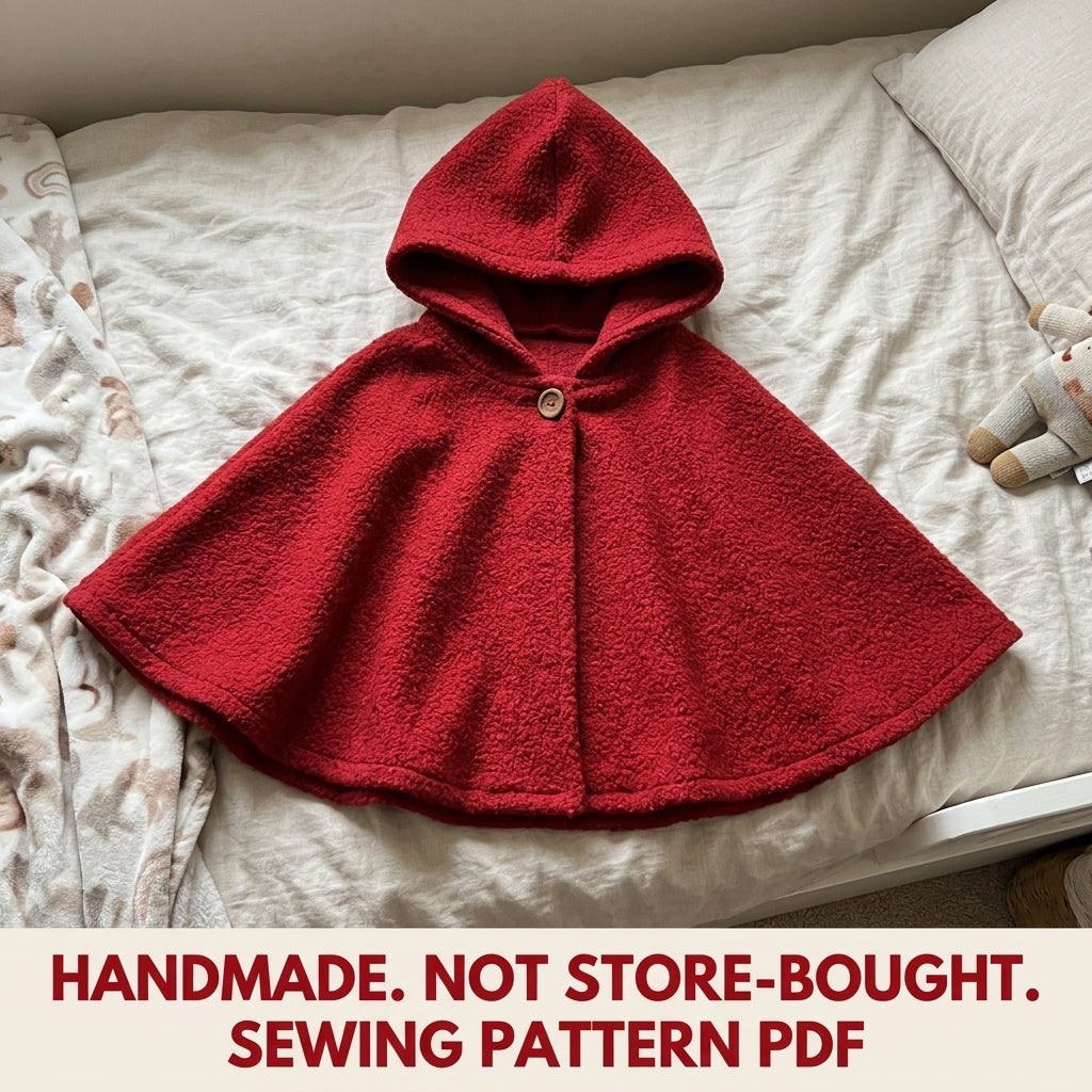 Kids Red Hooded Cape Sewing Pattern PDF – Easy Circle Cape
