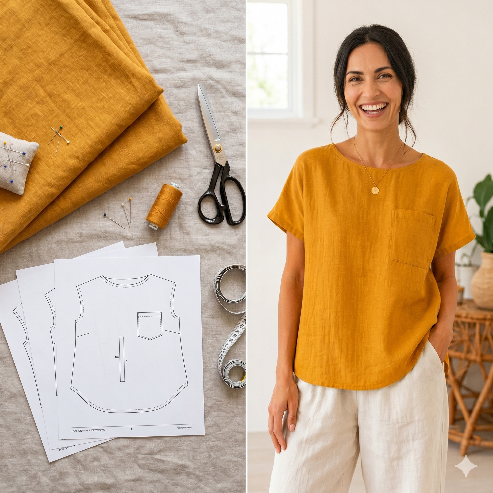 Summer Top Sewing Pattern PDF | Relaxed Linen Blouse Pattern for Women | Easy Beginner Sewing | A0 A4 Copy Shop | Sizes 12-30