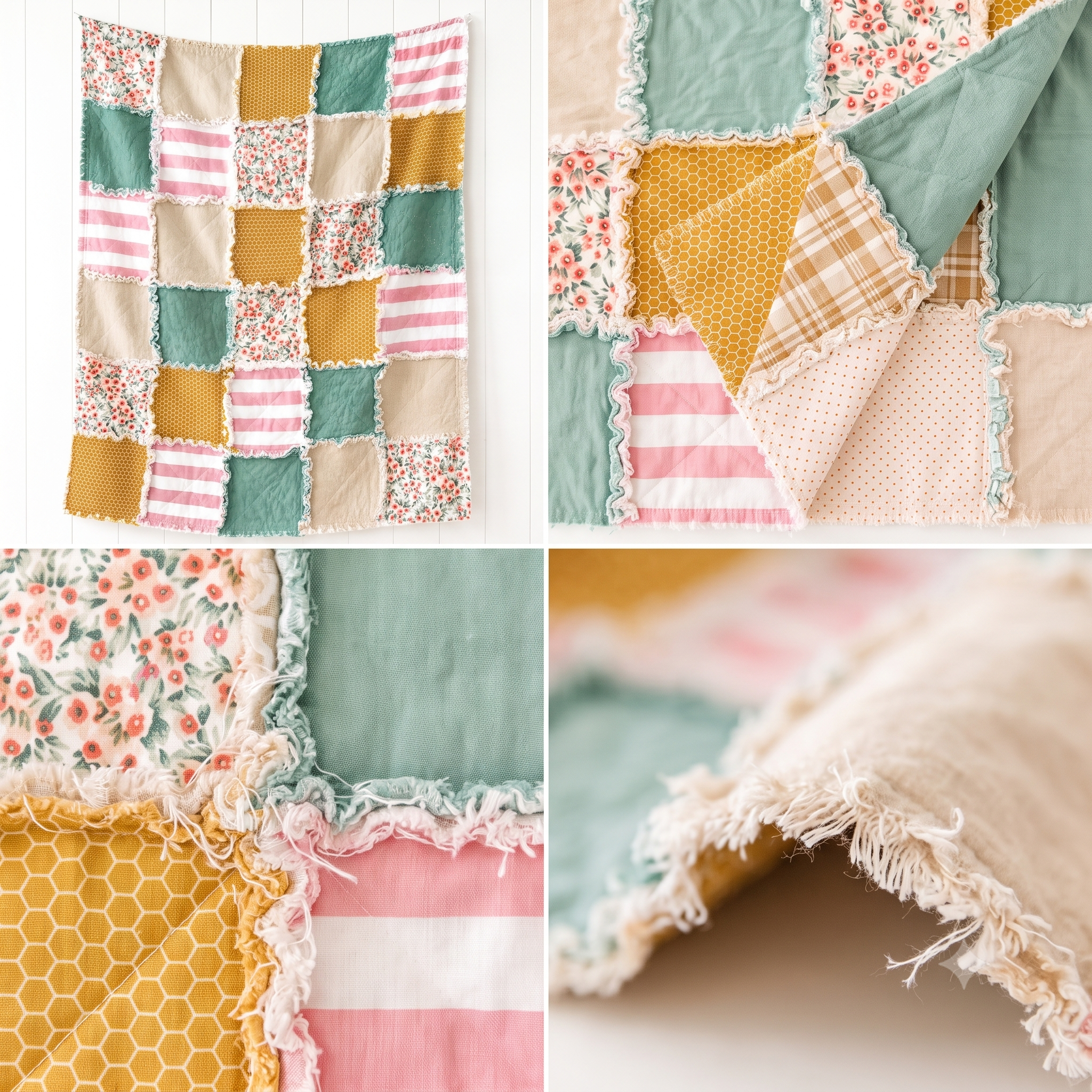 Reversible Rag Quilt Sewing Pattern PDF | Beginner Rag Quilt Tutorial | Baby Quilt Pattern | Instant Download | 4 Sizes Included