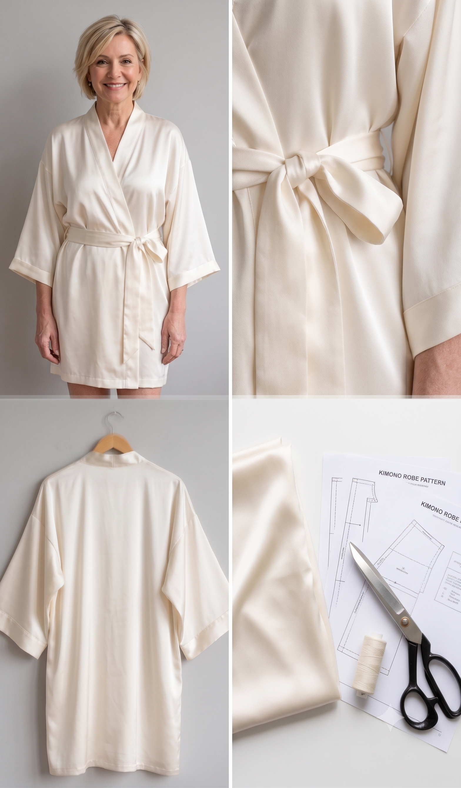 Robe Sewing Pattern PDF | Kimono Robe Pattern for Women, Bridesmaid Robe with Pockets, Advanced Beginner, 8 Sizes, Instant Download