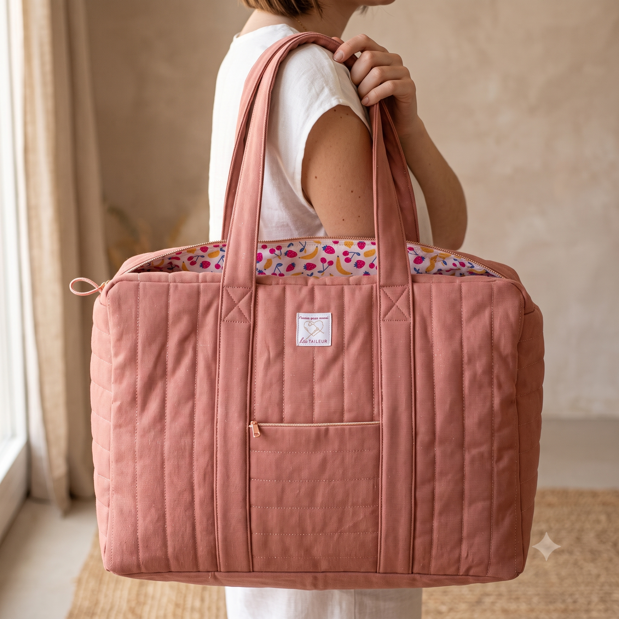 Sac Week-end Sewing Pattern – PDF Quilted Weekender Bag Pattern – Overnight Travel Duffle Bag with Zip – 44×33×20 cm – A4 Print at Home – Instant Download