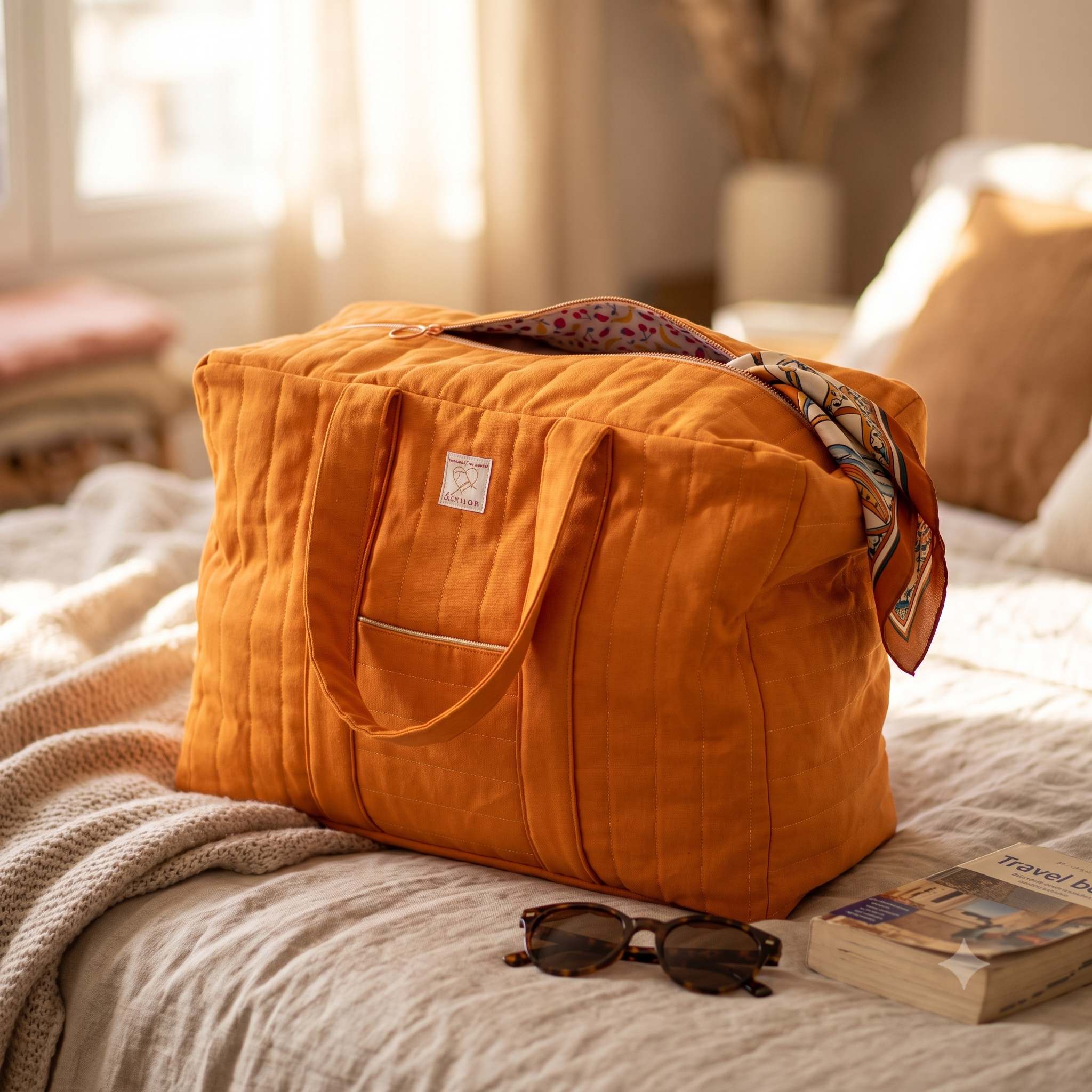 Sac Week-end Sewing Pattern – PDF Quilted Weekender Bag Pattern – Overnight Travel Duffle Bag with Zip – 44×33×20 cm – A4 Print at Home – Instant Download