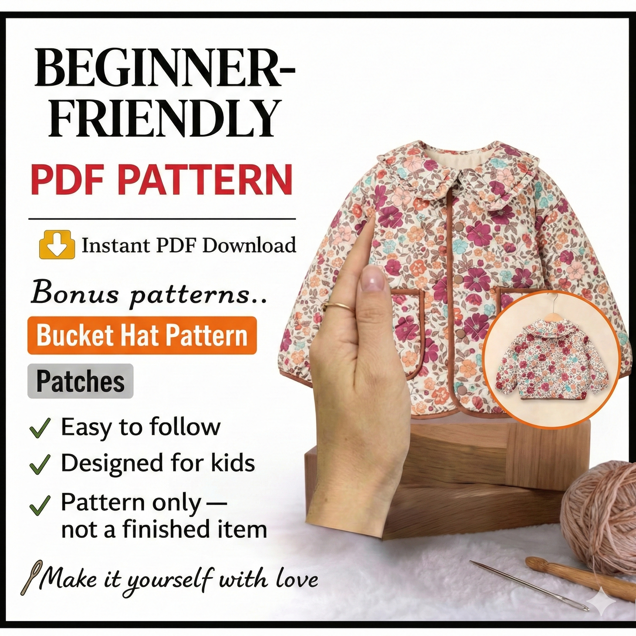 Jacket Sewing Pattern for Kids, Jacket Pattern, Kids Pattern, PDF Pattern, Beginner Pattern, Sewing Pattern Toddlers, Quilted Jacket Pattern