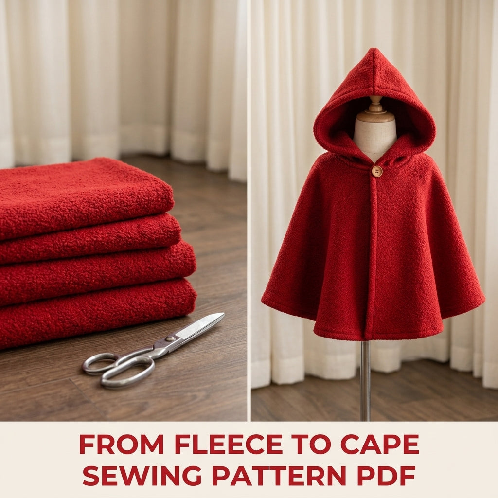 Kids Red Hooded Cape Sewing Pattern PDF – Easy Circle Cape