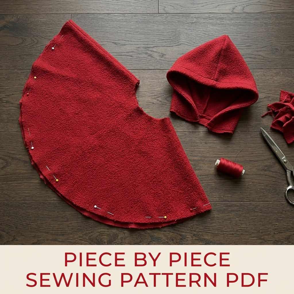 Kids Red Hooded Cape Sewing Pattern PDF – Easy Circle Cape