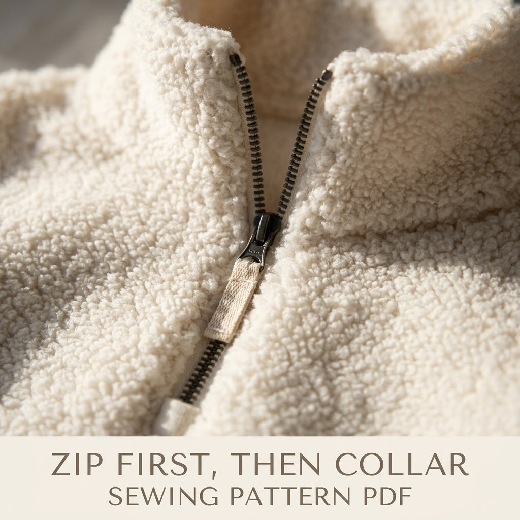 Kids Sherpa Half Zip Pullover Sewing Pattern PDF – Fleece Sweatshirt