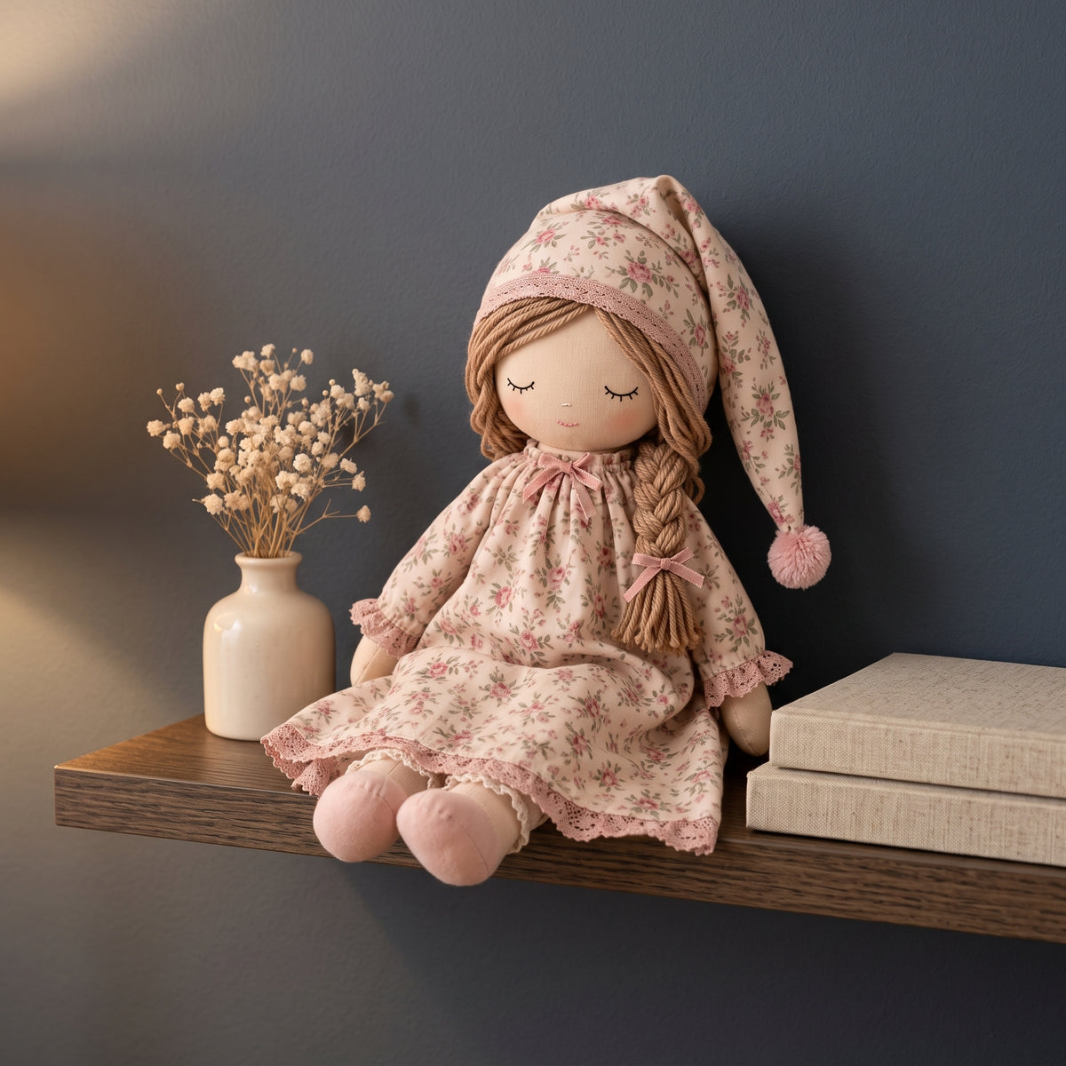 Sleepy Rag Doll Sewing Pattern PDF, Cloth Doll with Nightgown & Hat