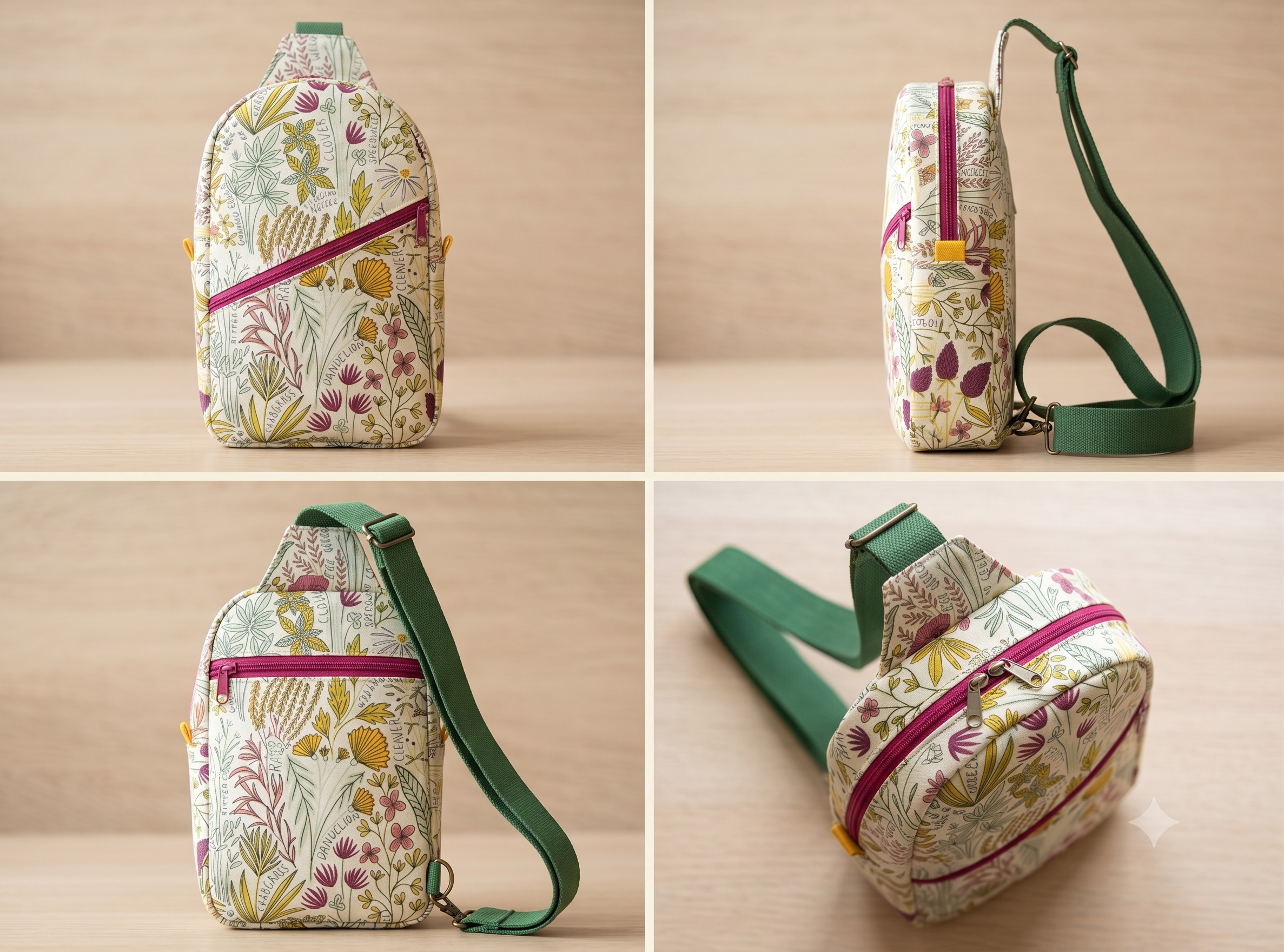 Sling Bag PDF Sewing Pattern, Crossbody Bag Pattern with 3 Pocket Options, Intermediate Bag Making Pattern, Instant Download