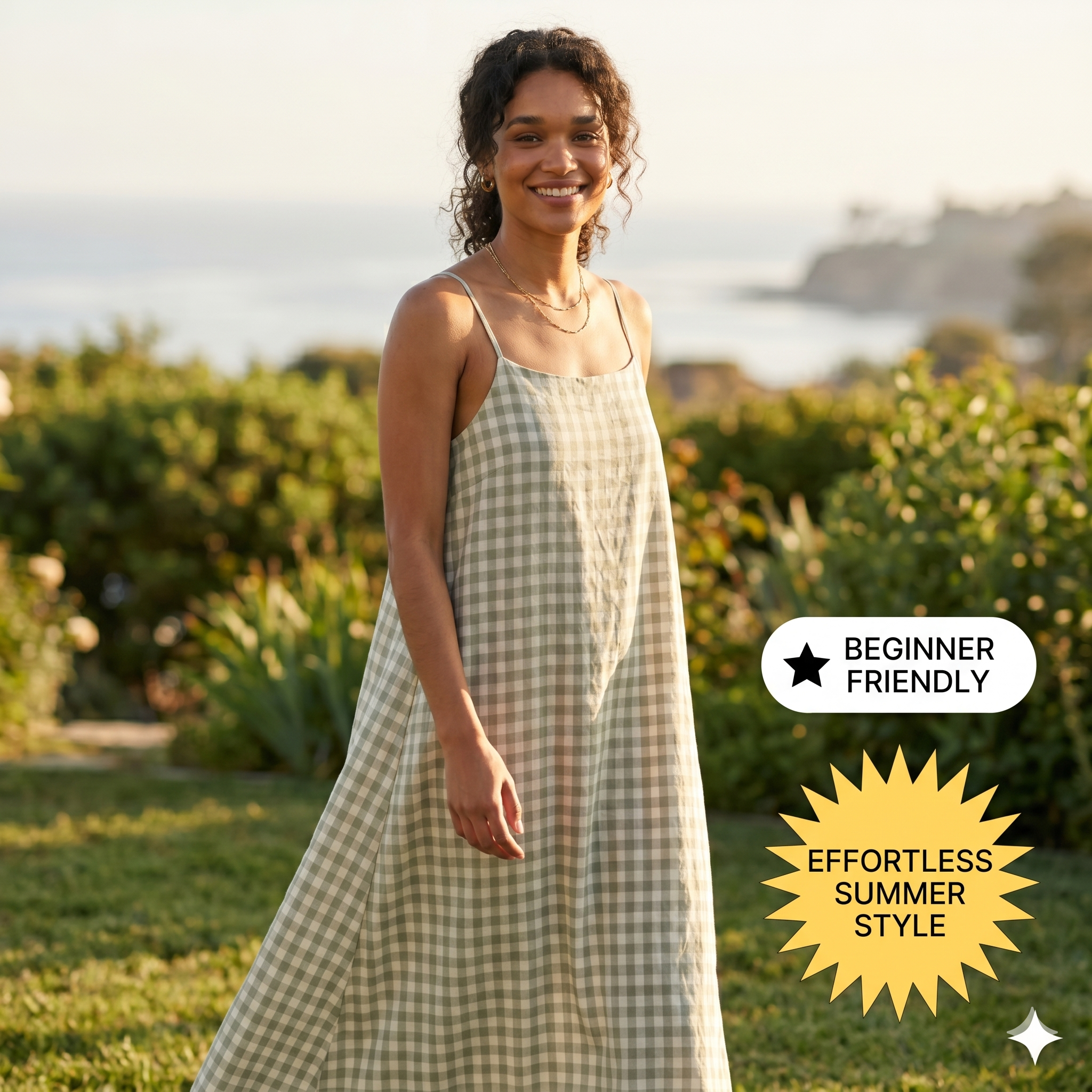 Spaghetti Strap Dress Sewing Pattern: Women’s A-Line Tent Sundress (PDF Download, XXS-5XL)