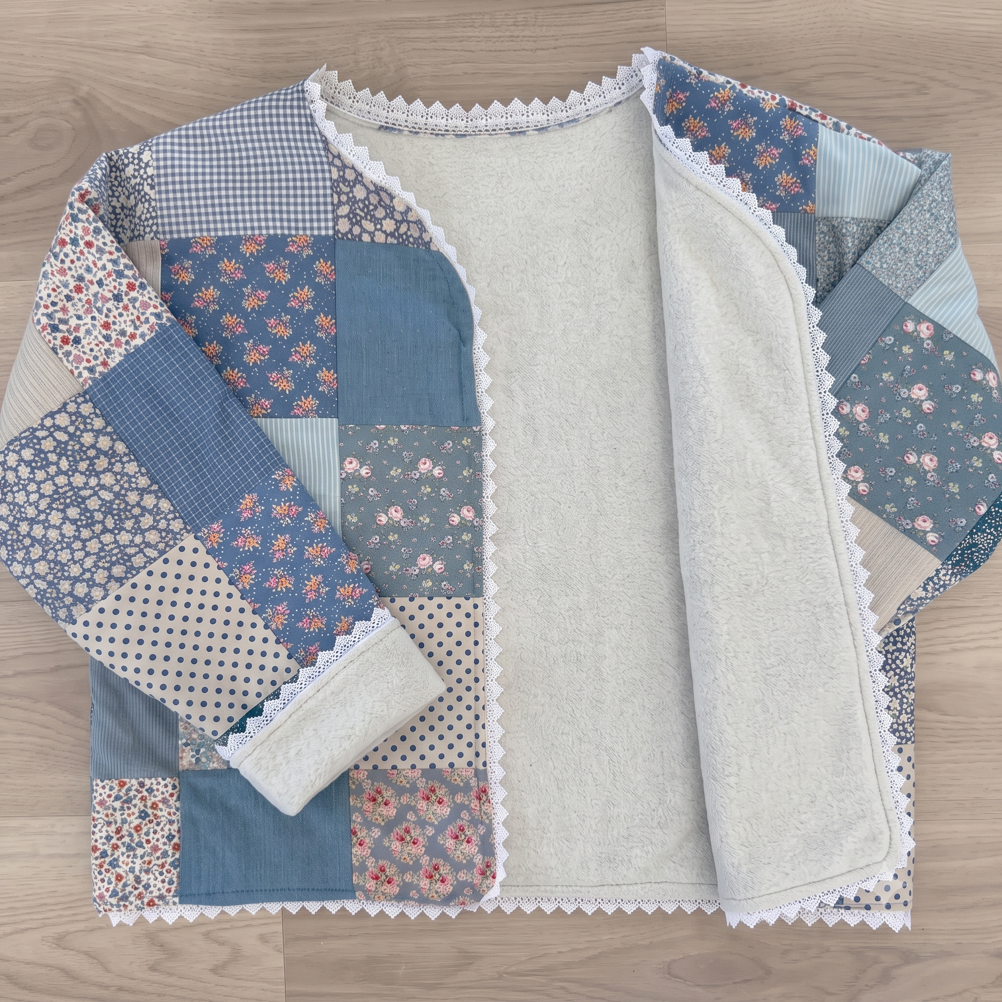 Patchwork Sweatshirt Jacket Sewing Pattern PDF | Beginner Quilted Jacket Tutorial | Charm Pack Project | Sizes S-XXL | Instant Download