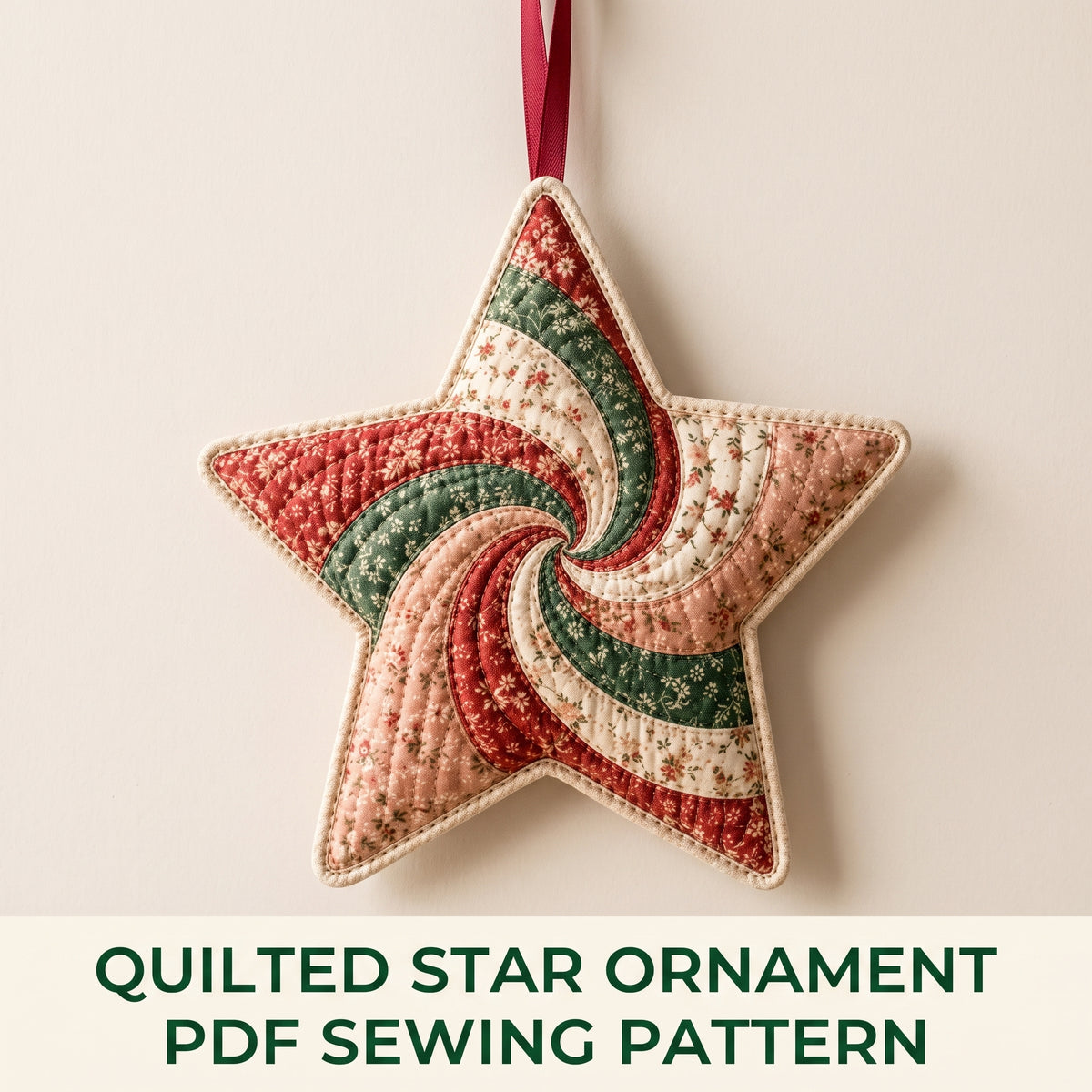 Quilted Star Ornament Pattern | Swirl Christmas Ornament, 7 Variations & 8 Palettes | Scrap Friendly | Instant Download PDF