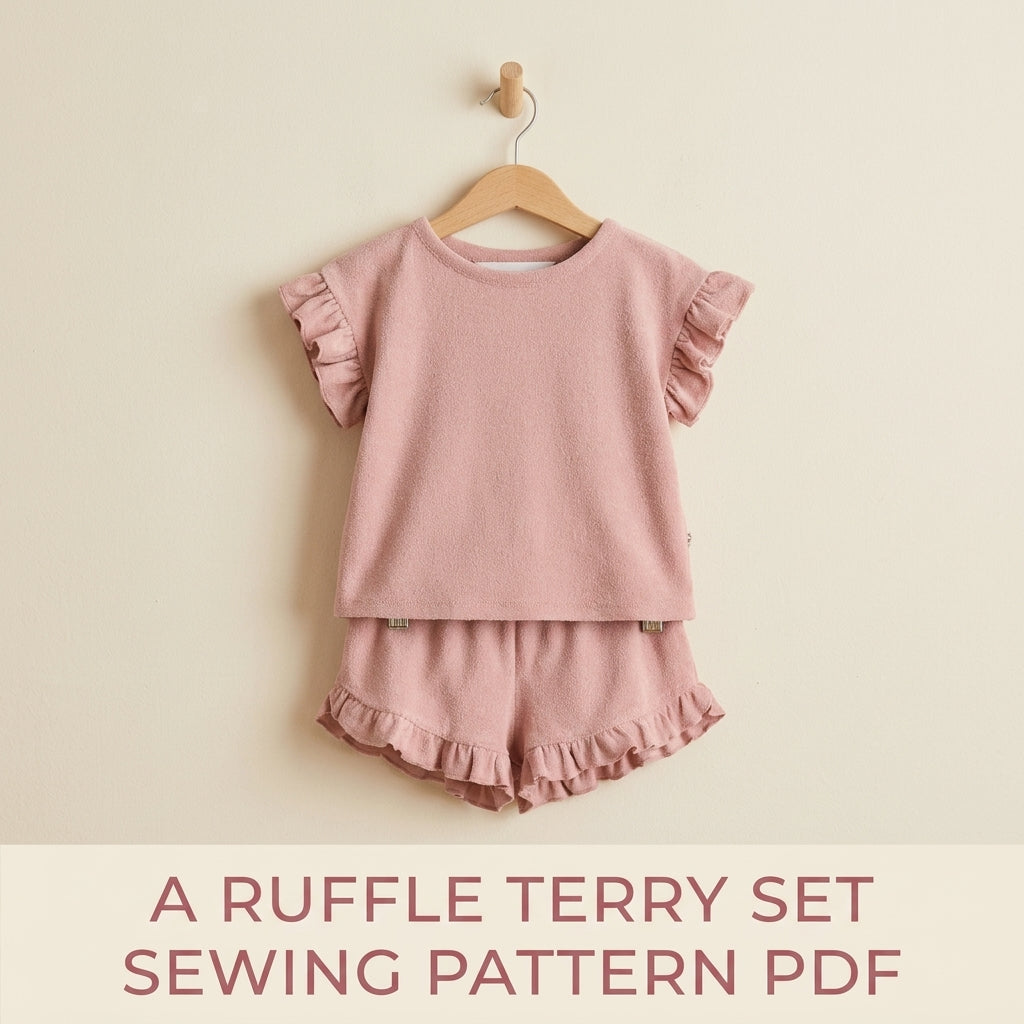Kids Ruffle Terry Top and Shorts Sewing Pattern PDF – Summer Set