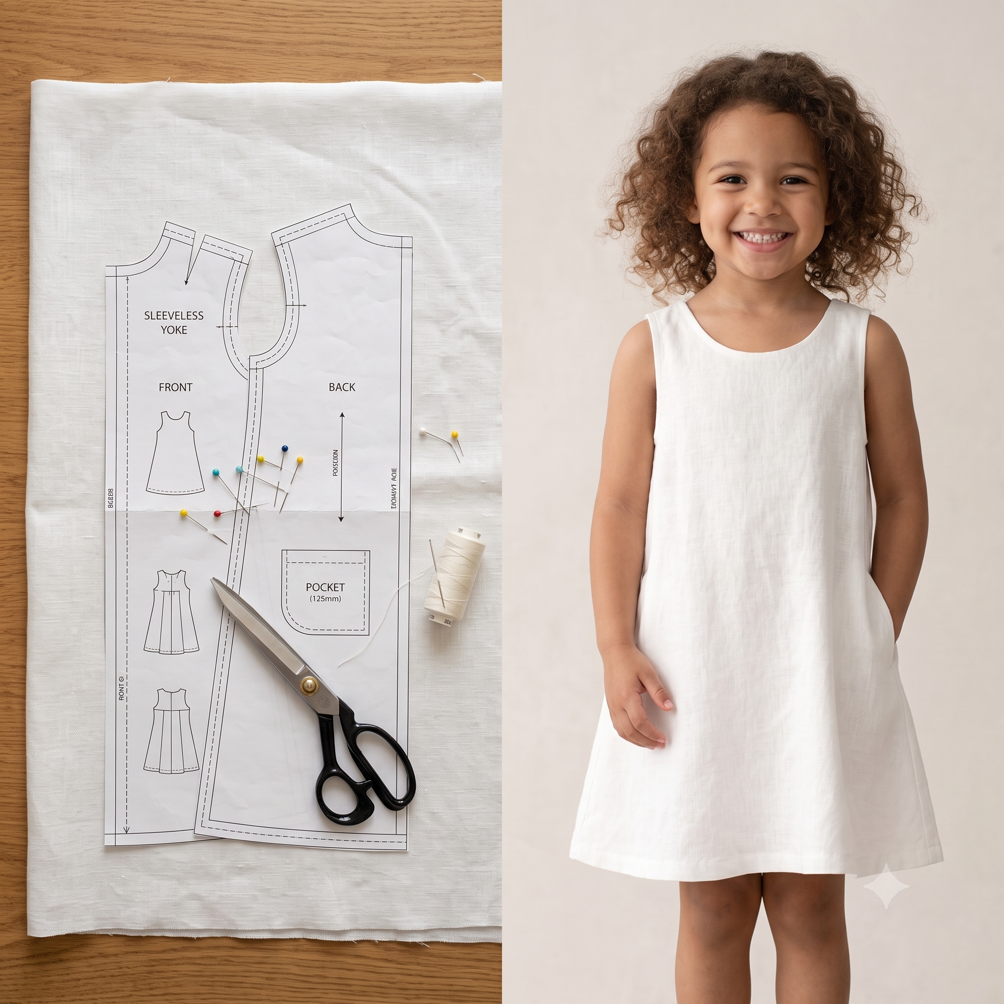 Kids Linen Dress PDF for Girls, Toddler Dress Pattern, Beginner Friendly Sewing Pattern, Girls Dress Template, Ages 2–16 Years