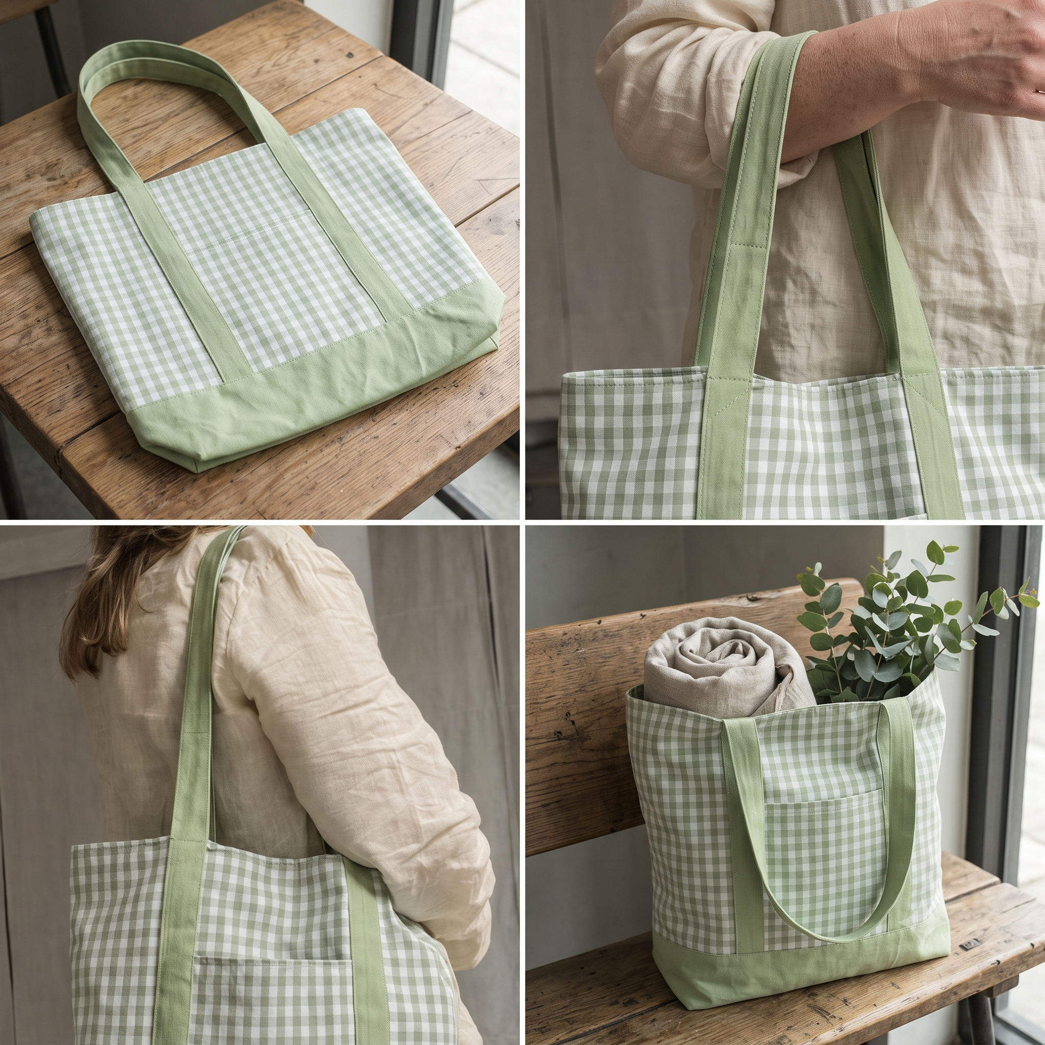 Tote Bag PDF Sewing Pattern | Beginner Friendly Lined Tote with Pocket | Everyday Market Bag | Instant Download A4 A0 US Letter